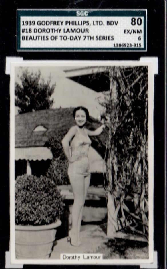 Dorothy Lamour #18 Graded 80 Beauties of To-Day Cigarette Card Excellent fine
