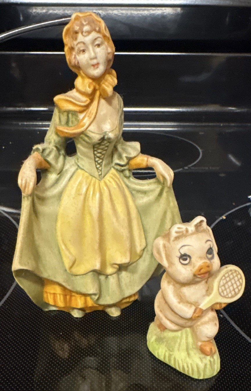 Ceramic Figurine fancy lady and ceramic tennis pig