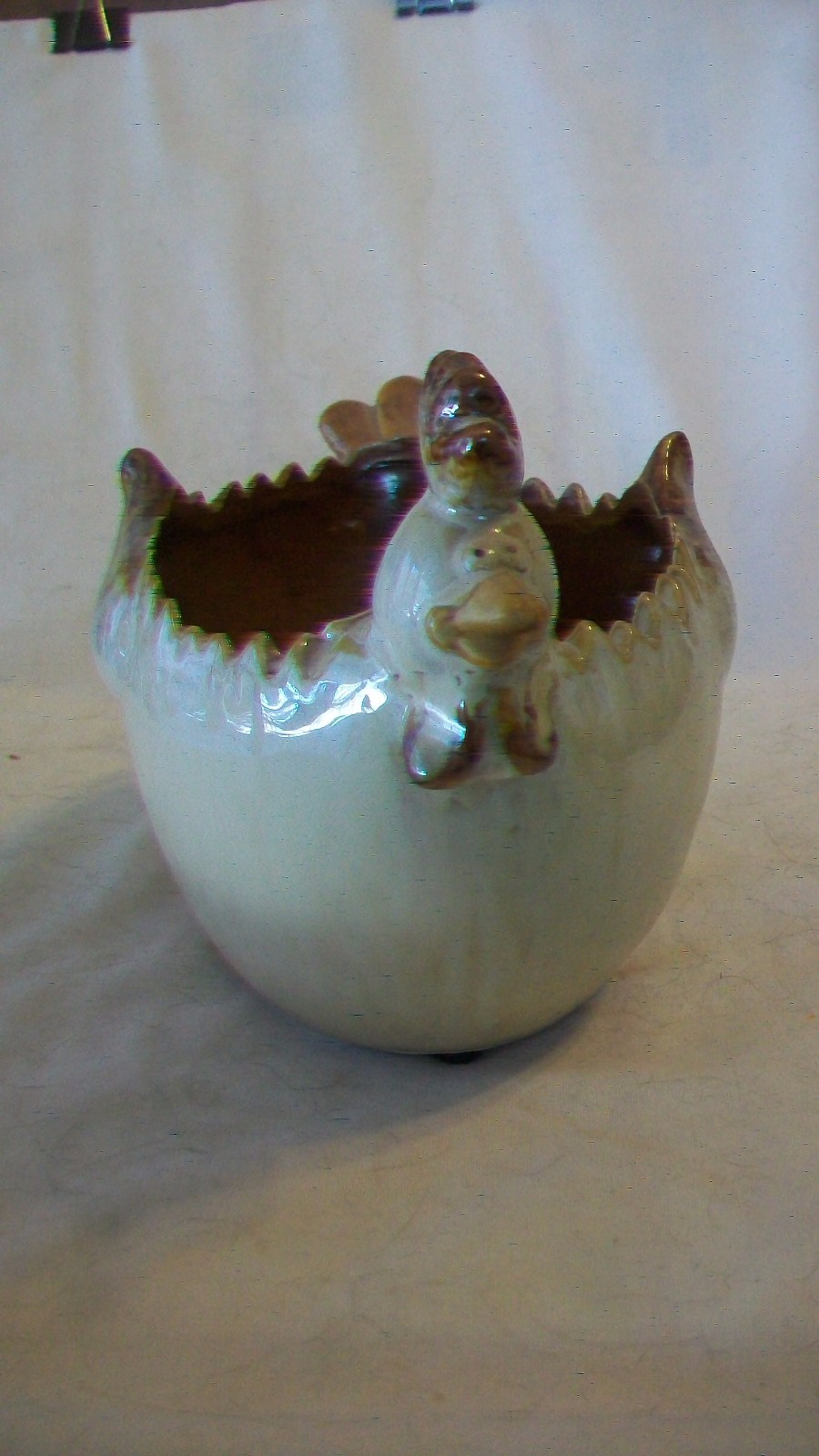 Rooster Flower Pot Made from Ceramic Pottery Brown Tones Color