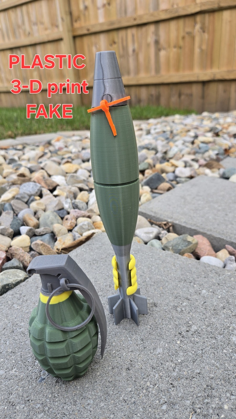 FAKEPackagedeal (1)Mortar, (1) Military Grenade Package- Models. 3-D Printed. FAKEPackagedeal (1)Mortar, (1) Military Grenade Package- Models. 3-D Printed.