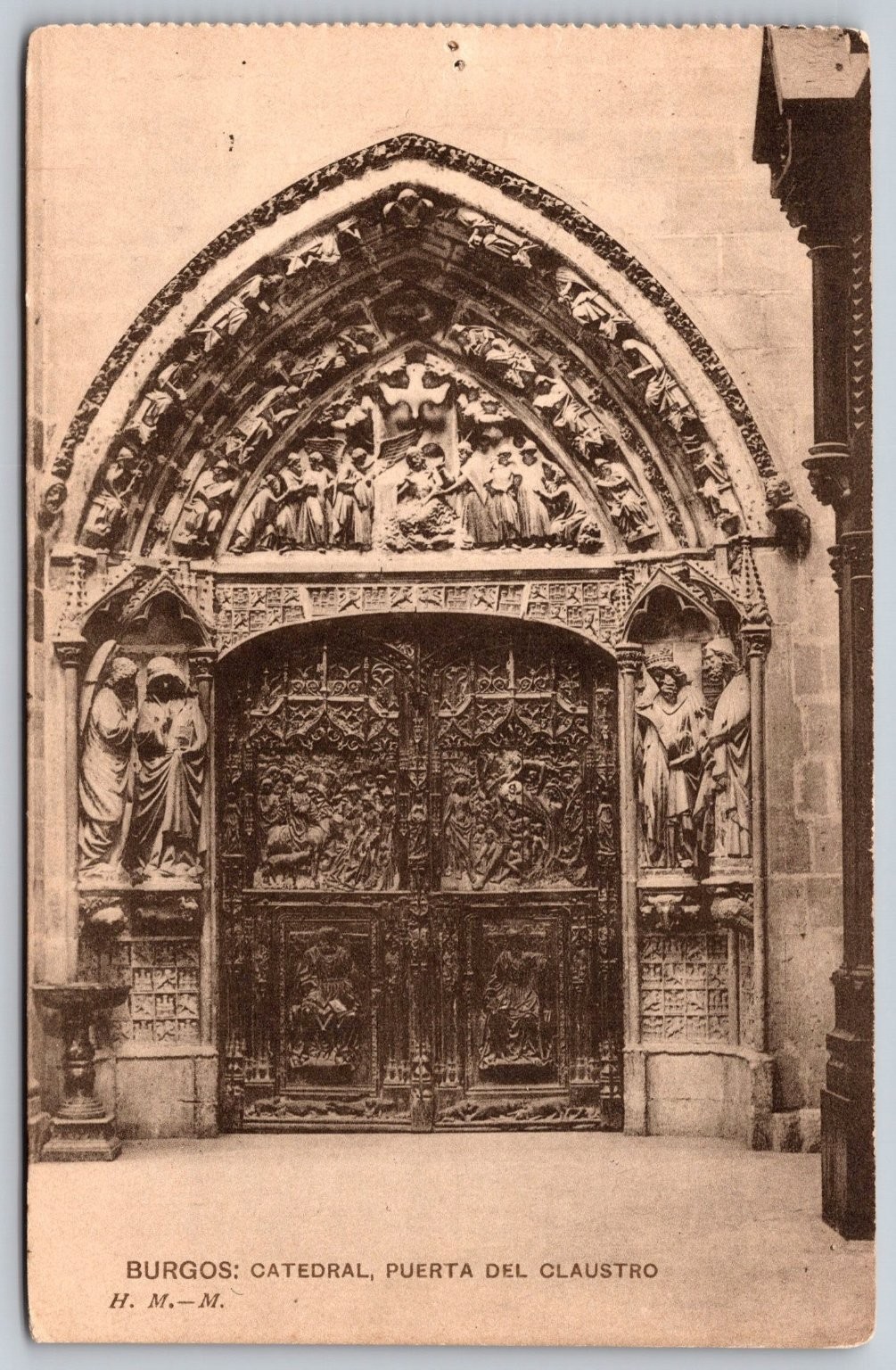 Burgos Cathedral Cloister Door Spain Antique Sepia Photo Postcard H.M.-M. C299 Burgos Cathedral Cloister Door Spain Antique Sepia Photo Postcard H.M.-M. C299