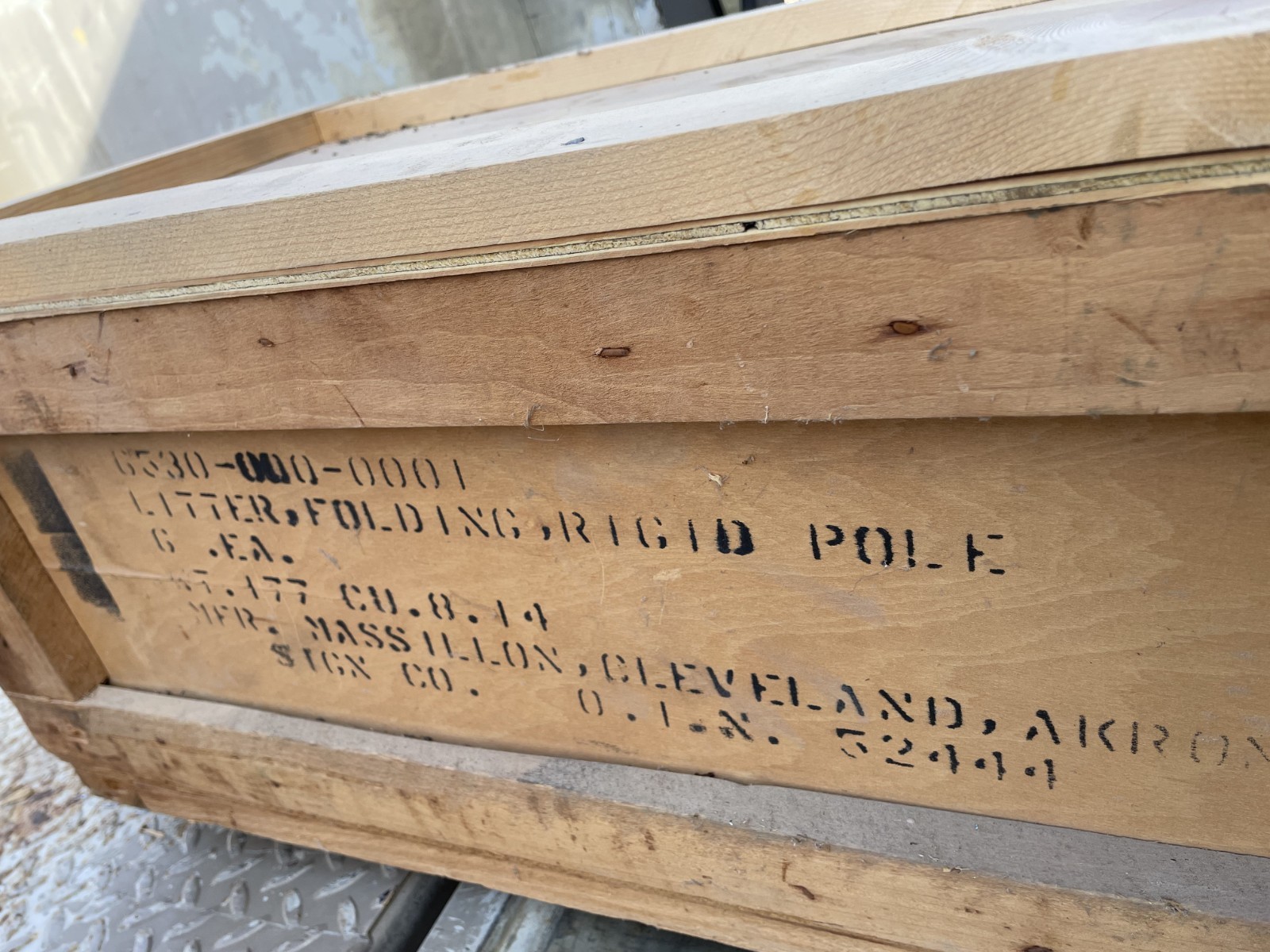 NEW Gov\'t Surplus Stretchers Historical Artifact Vintage Unopened Crate NIB