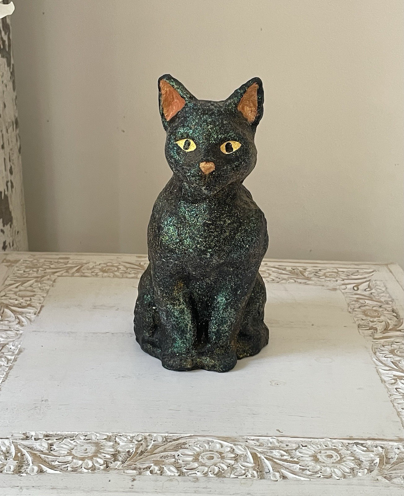 Vintage 9” Midwest Of Cannon Falls By Teena Flanner Black Cat Figure Halloween
