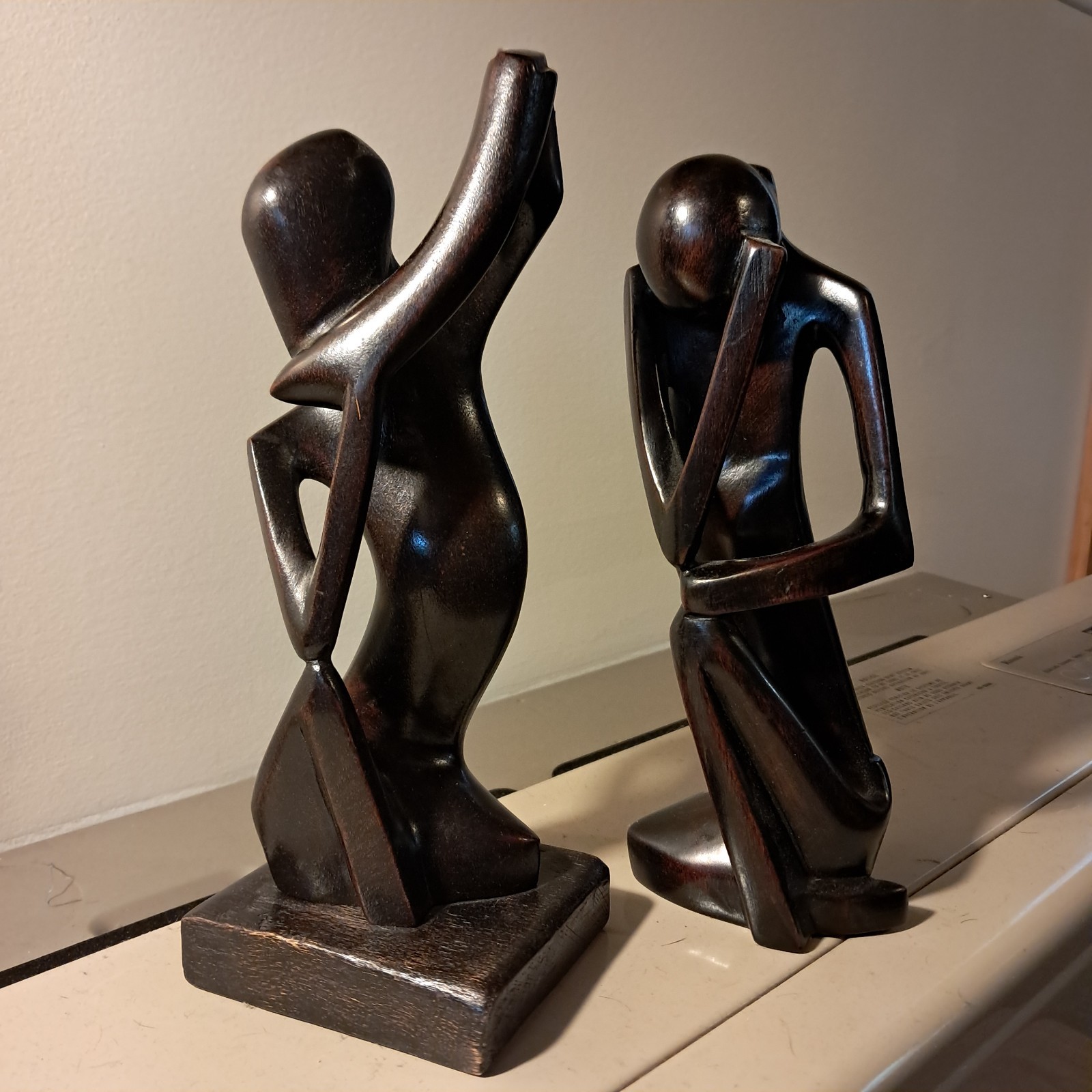 Pair of Vintage Stamped Angolan Abstract Ebony Wood Sculptures – CAO