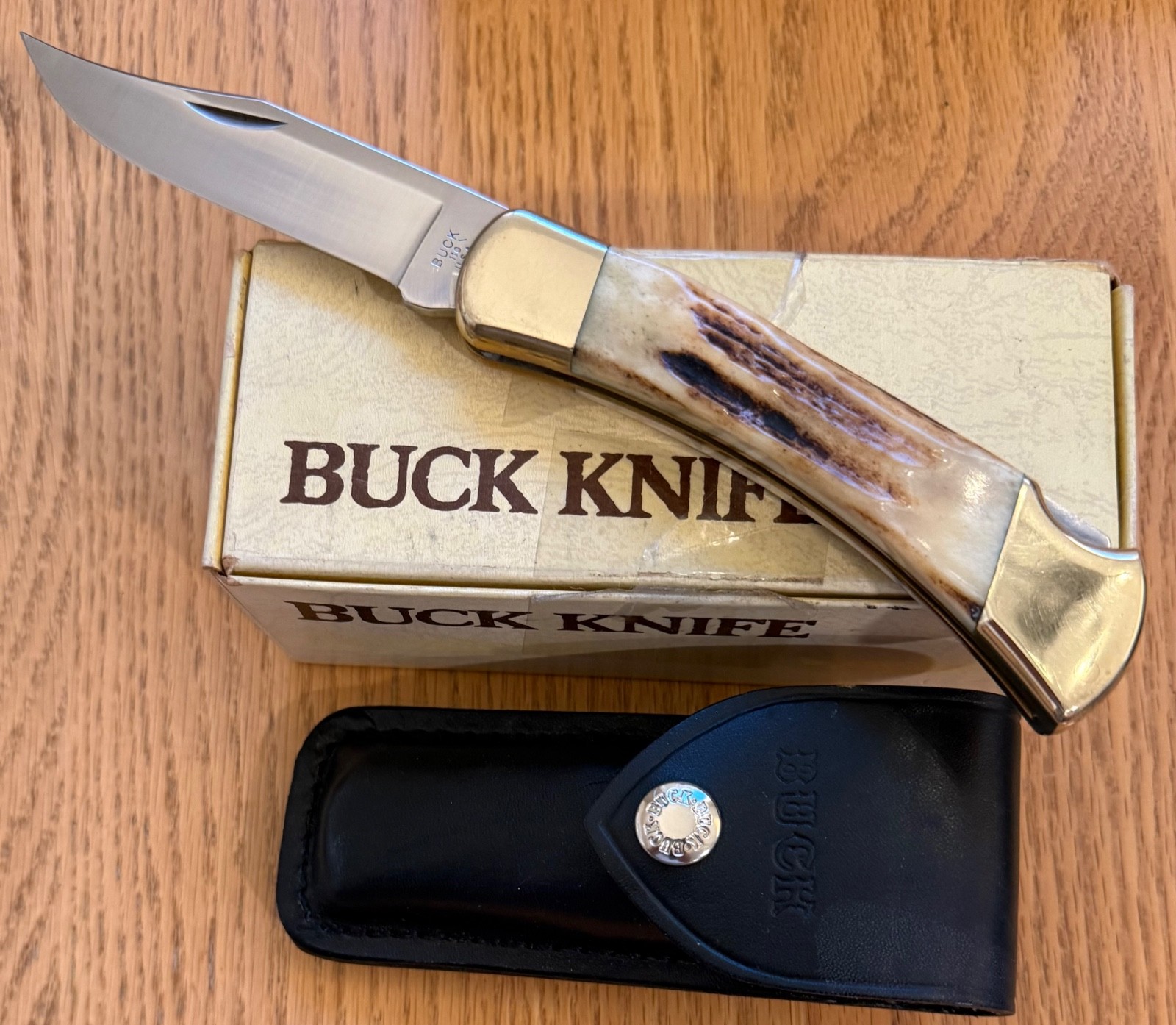 STUNNING VINTAGE BUCK 110 STAG KNIFE NEVER USED IN BOX N16A