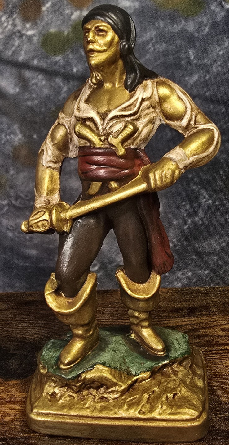 Vtg Cast Metal Swashbuckler Pirate Statue 1920s ERA Hand Painted Refurbished 9