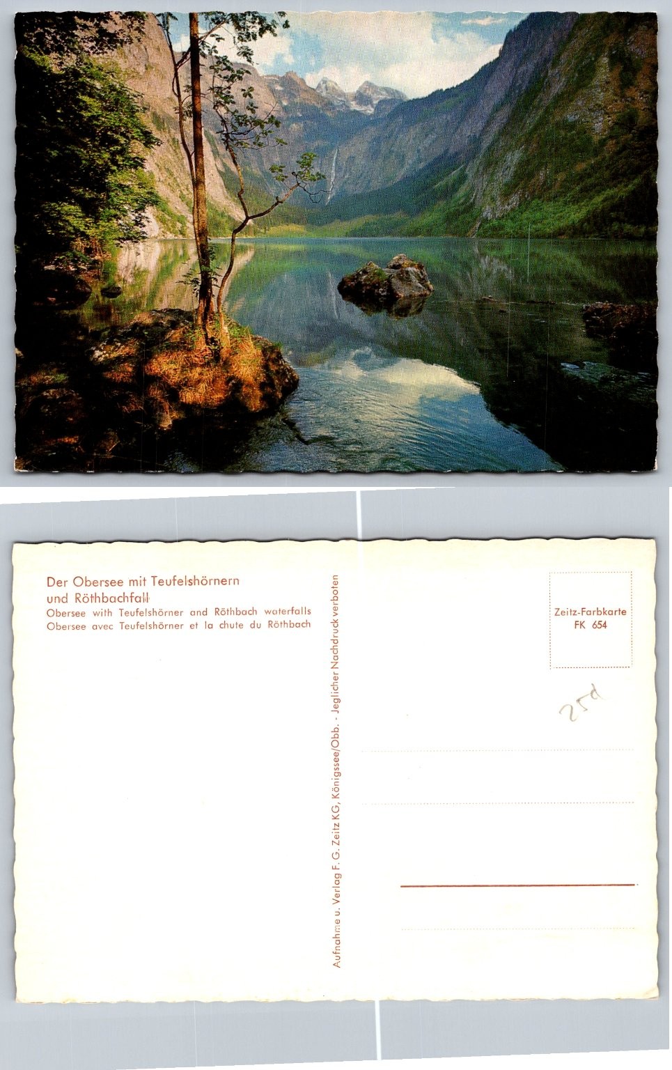 Vintage Obersee Germany Postcard - Teufelshörner, Röthbachfall Scenic View Vintage Obersee Germany Postcard - Teufelshörner, Röthbachfall Scenic View
