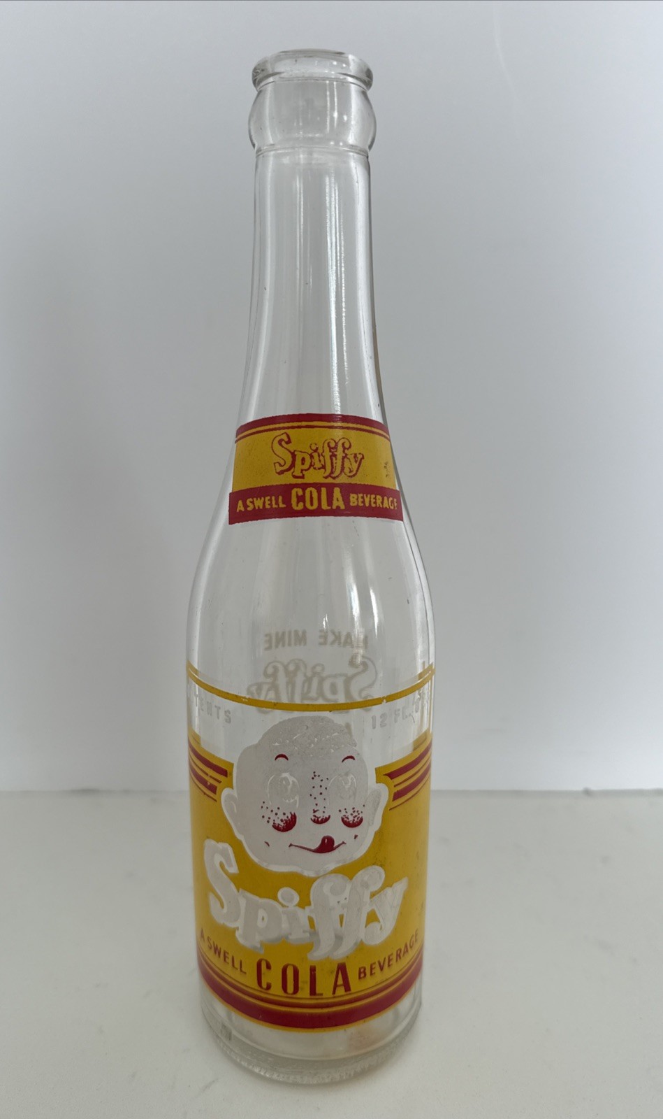 RARE VINTAGE SPIFFY A SWELL COLA  ACL BOTTLE ROCHESTER BOTTLING CO. 12 FL. OZ.