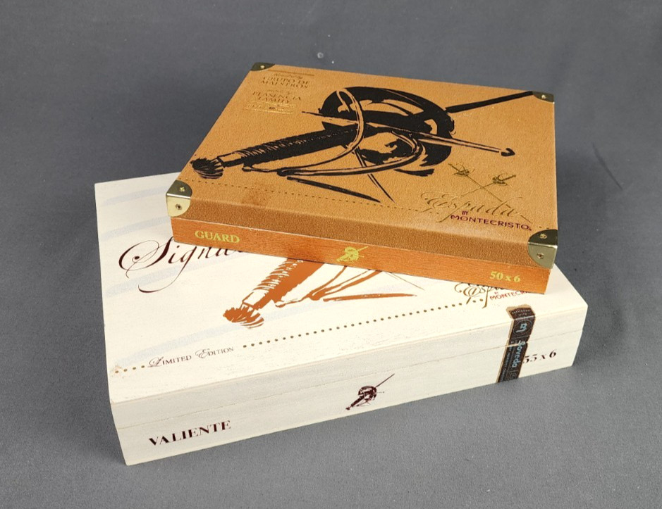 Montecristo Espada Presentation Cigar Box Pair White Signature Limited & Suede