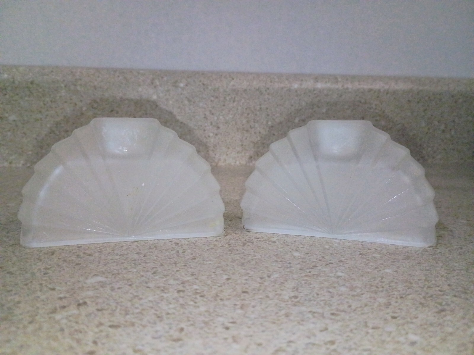 Early 20th Century Art Deco Glass Opaque Candle Holders Pair Early 20th Century Art Deco Glass Opaque Candle Holders Pair