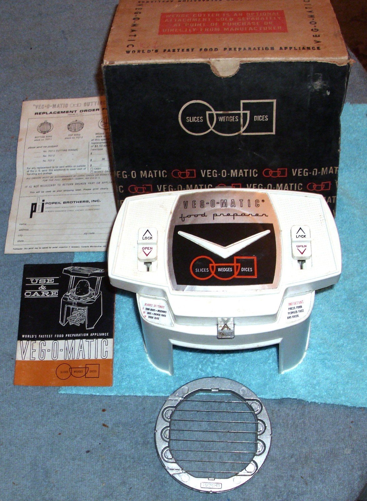 Vintage 1963 Veg-O-Matic Vegetable Chopper Original Box Nice Collectible