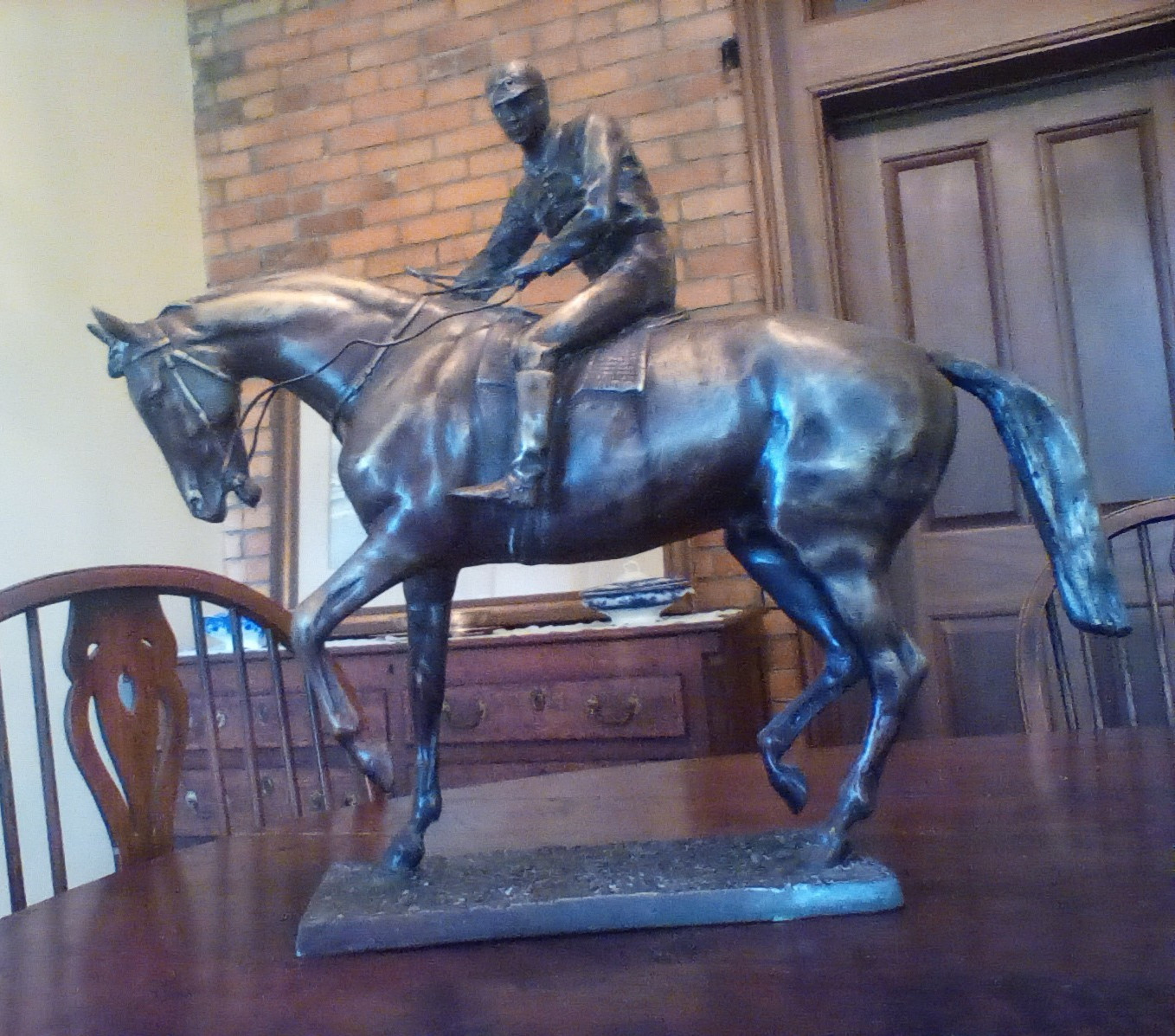Vintage  Racehorse, Steeplechase Large Bronze Sculpture.   24x22x7.       Heavy