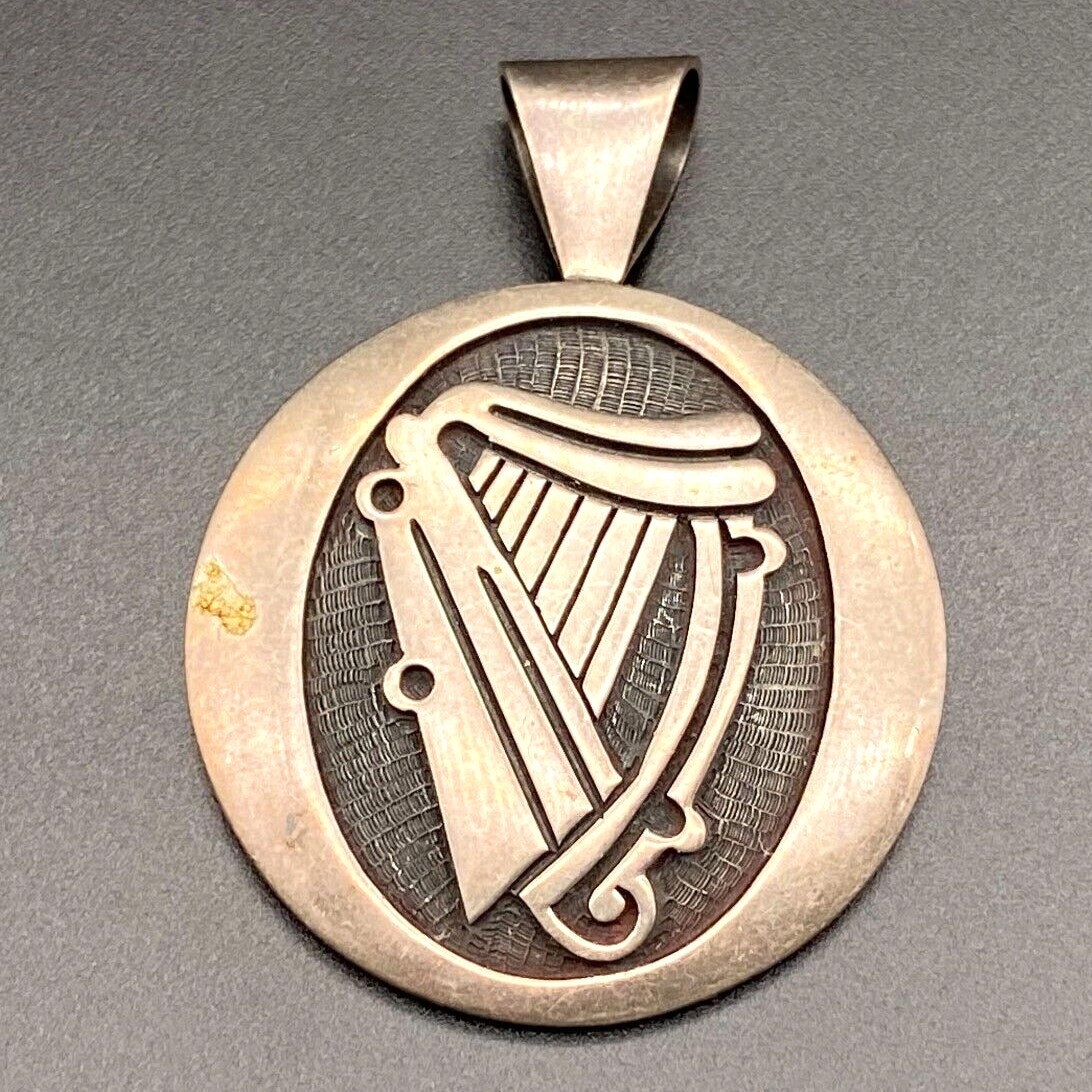 Vintage Hopi Native Marcus Coochwikvia Lyre Harp Sterling Silver Pendant