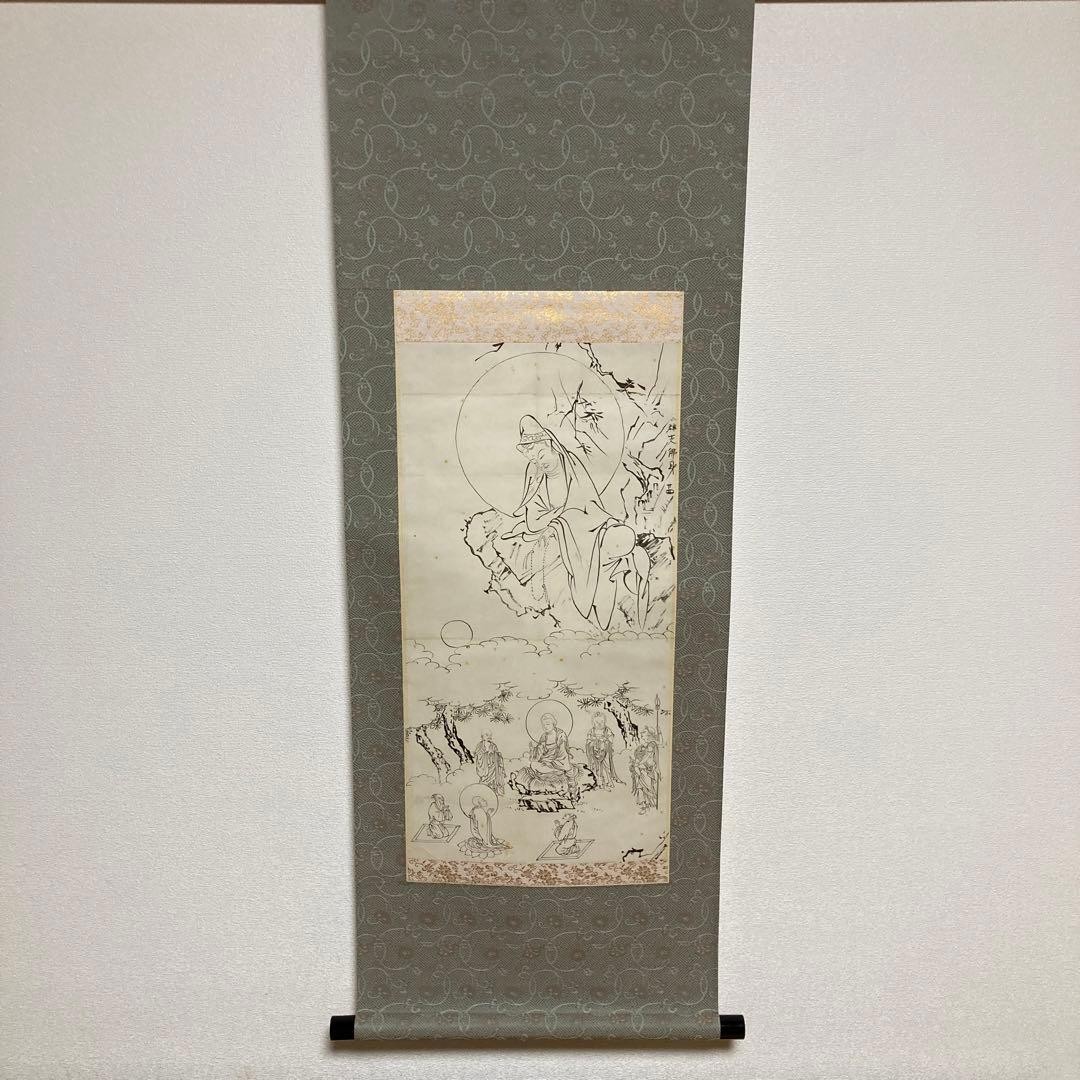 Kannon Hanging Scroll Antique Japanese Art Calligraphy with Box