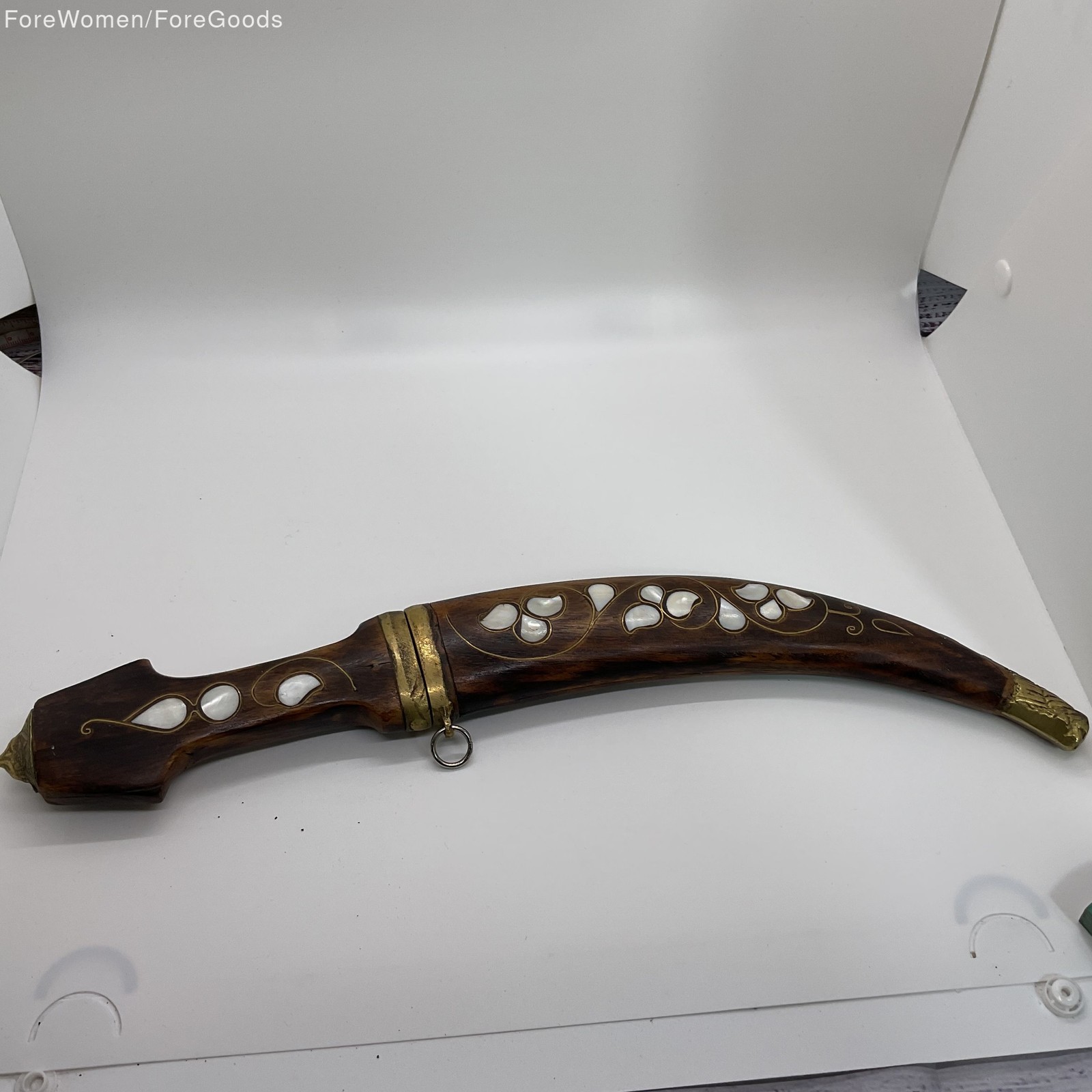 VTG./ANTIQUE Wood Curved Mother of Pearl Inlay Ottoman Style Dagger- 15\ VTG./ANTIQUE Wood Curved Mother of Pearl Inlay Ottoman Style Dagger- 15\