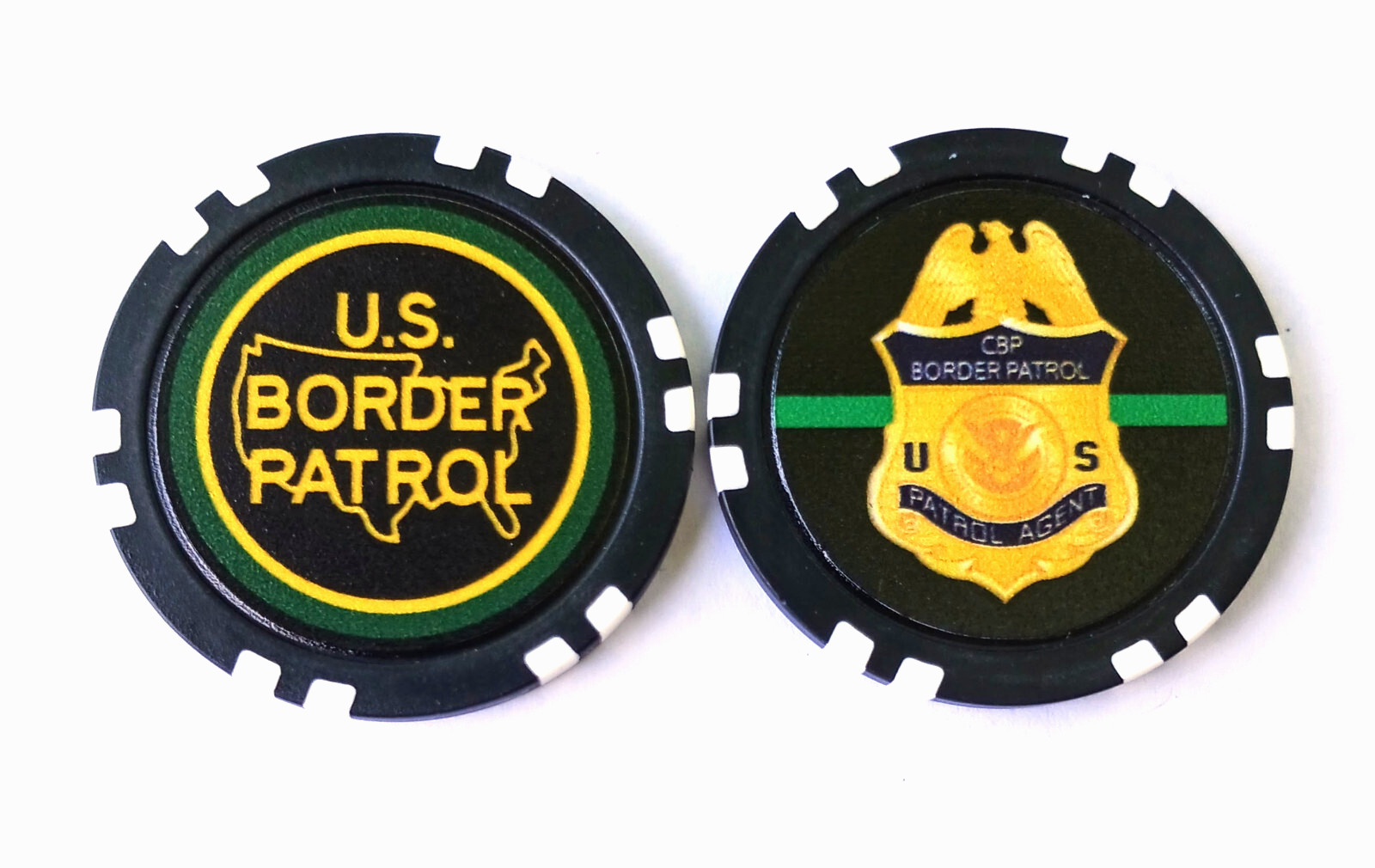 US Border Patrol Poker Chip + BONUS - ((Police Golf Marker Coin)) - FREE USPS
