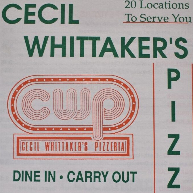 1980s Cecil Whittaker's Pizzeria CWP Menu Carafoil Plaza Bridgeton Missouri 1980s Cecil Whittaker's Pizzeria CWP Menu Carafoil Plaza Bridgeton Missouri