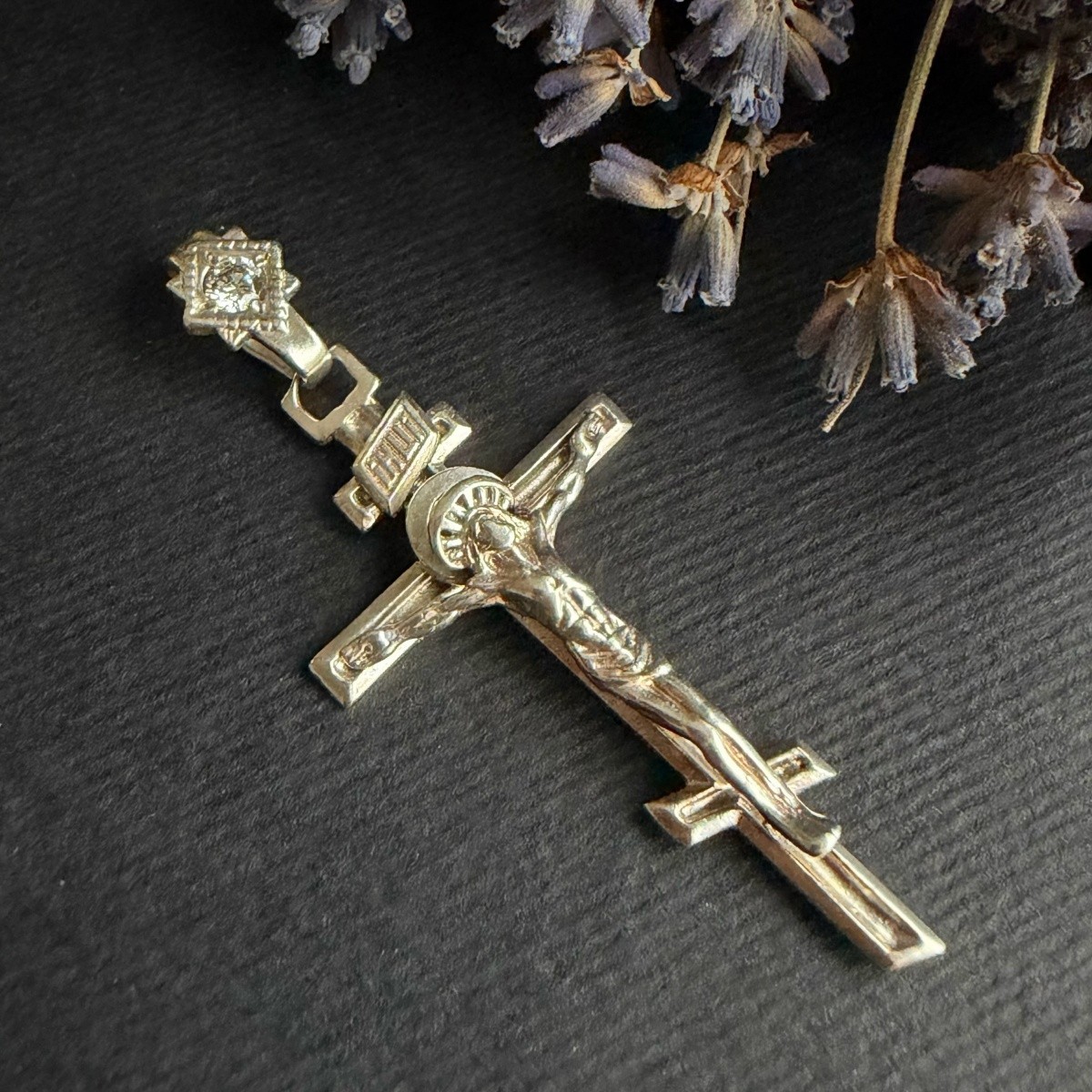 Vintage 925 Sterling Silver Orthodox Crucifix Cross Pendant Jesus Christ 3.2g