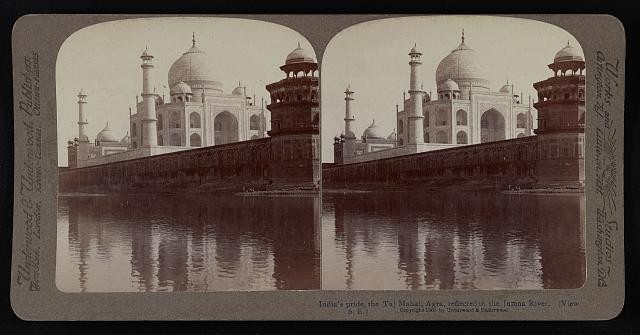Photo:Agra India Taj Mahal Jumna River Reflection 1903 Stereo View