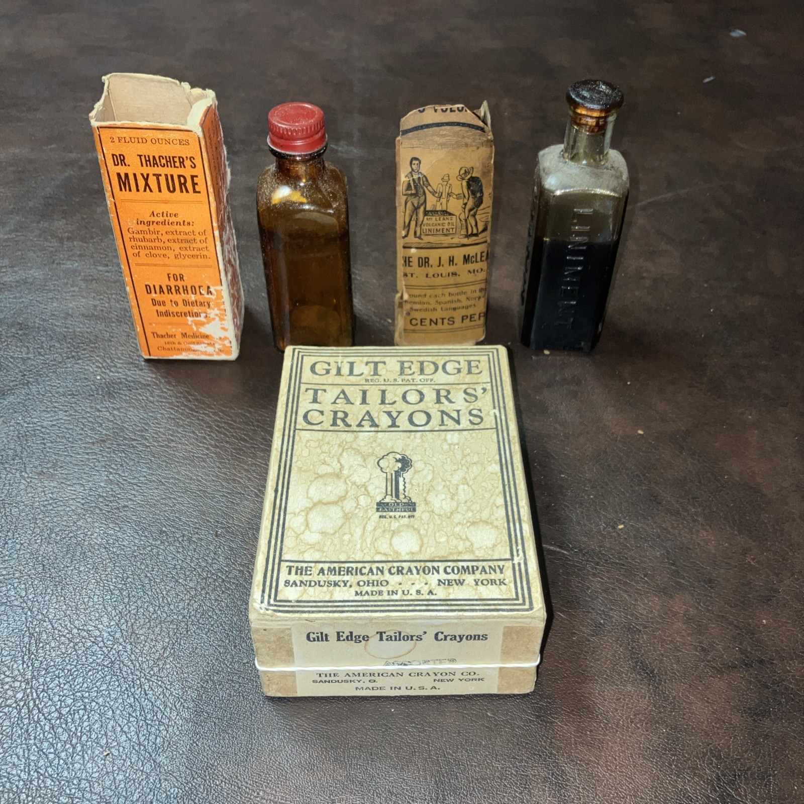 Vintage Possibly Antique Medication Tincture Crayon Box Bottle Collection 