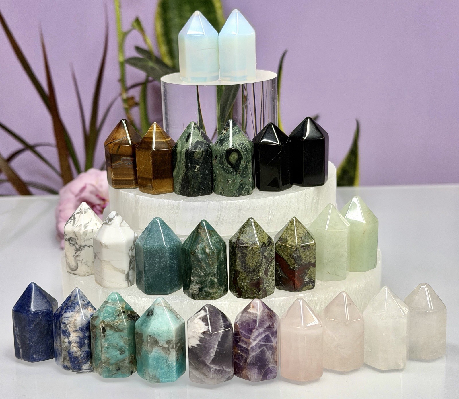 Wholesale Lot 28 Pcs Natural 1” Mix Crystals Mini Obelisk Tower Point