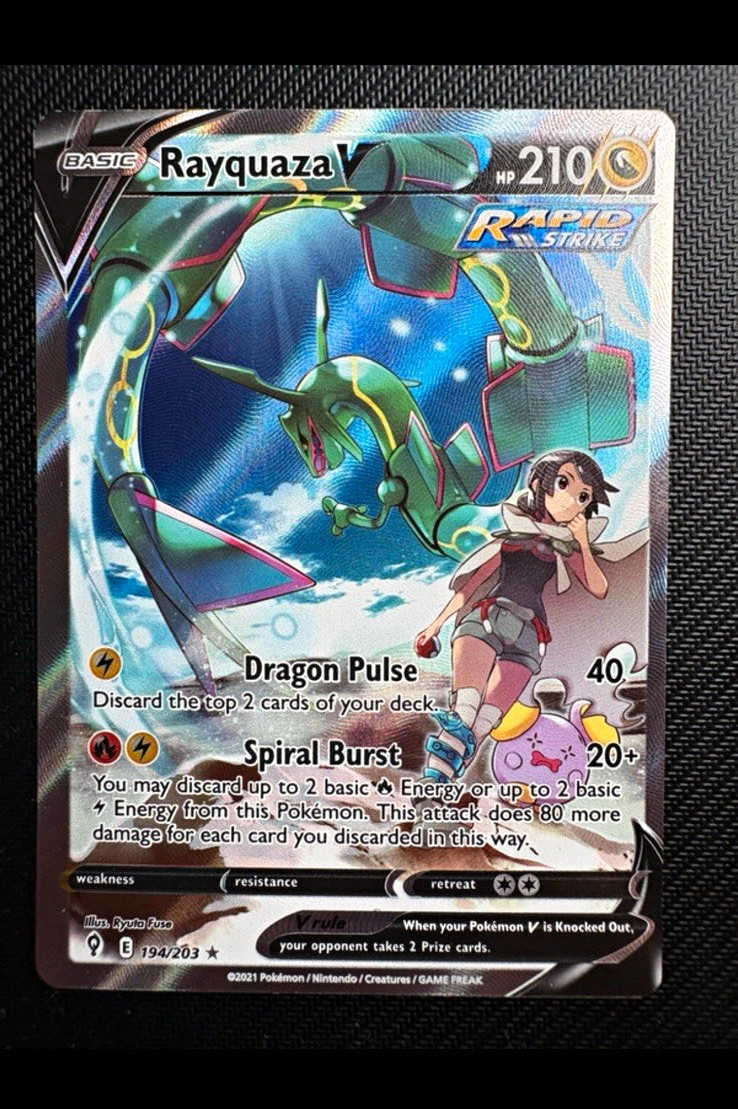 Rayquaza V 194/203 Swsh07 Evolving Skies Ultra Rare Full Art Holo English 2021