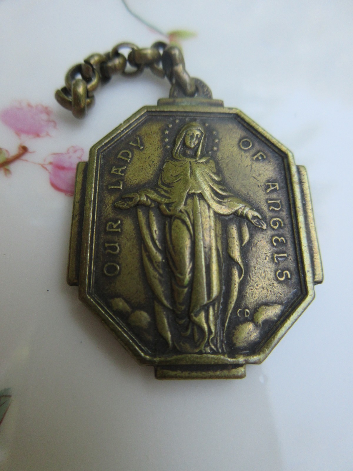 Vintage Italian Our Lady Of Angels St Vincent De Paul Religious Medal Vintage Italian Our Lady Of Angels St Vincent De Paul Religious Medal
