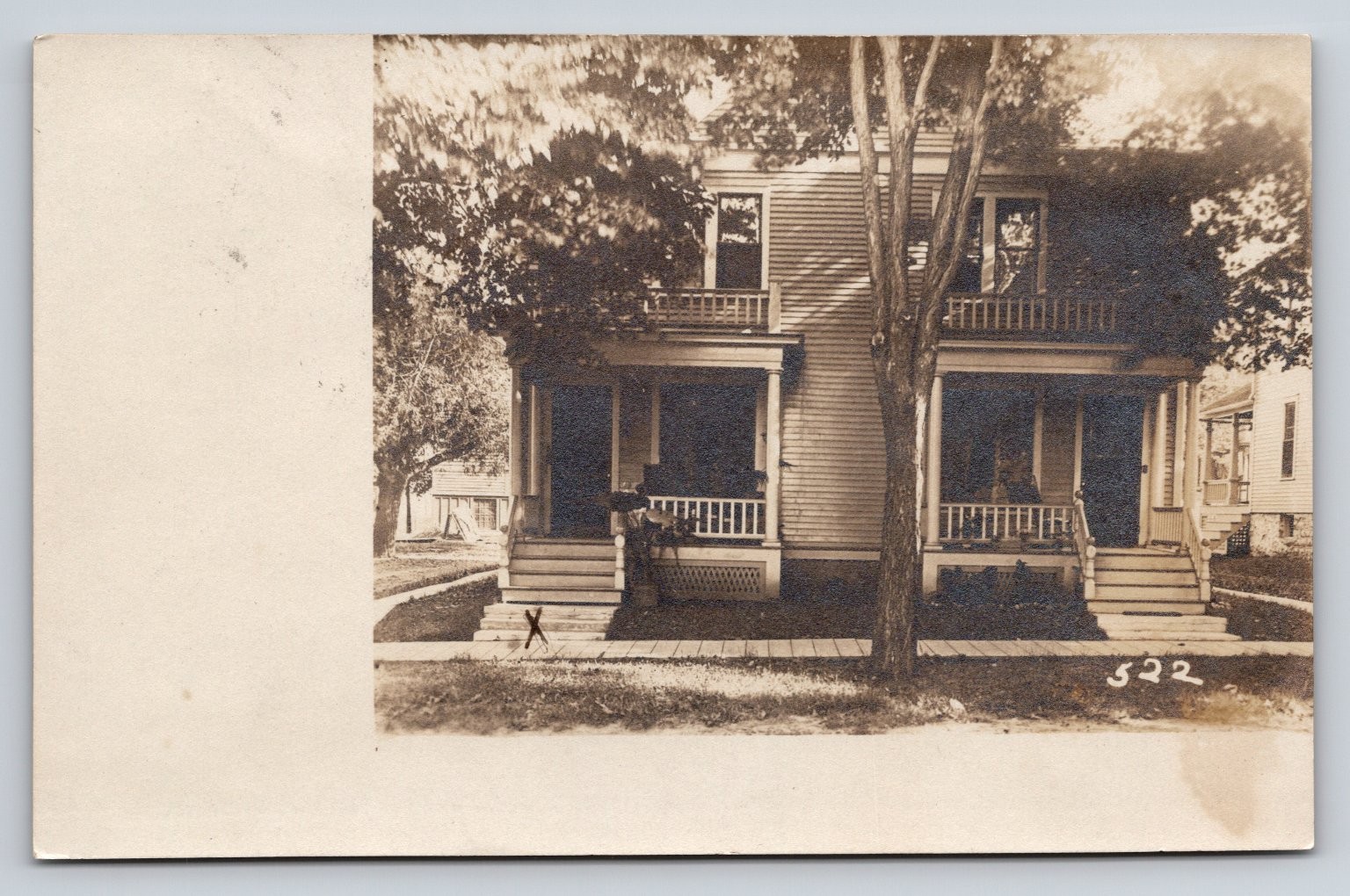 RPPC Beaver Dam WI Duplex Houses & Man Porch Johnson Postcard 1900s