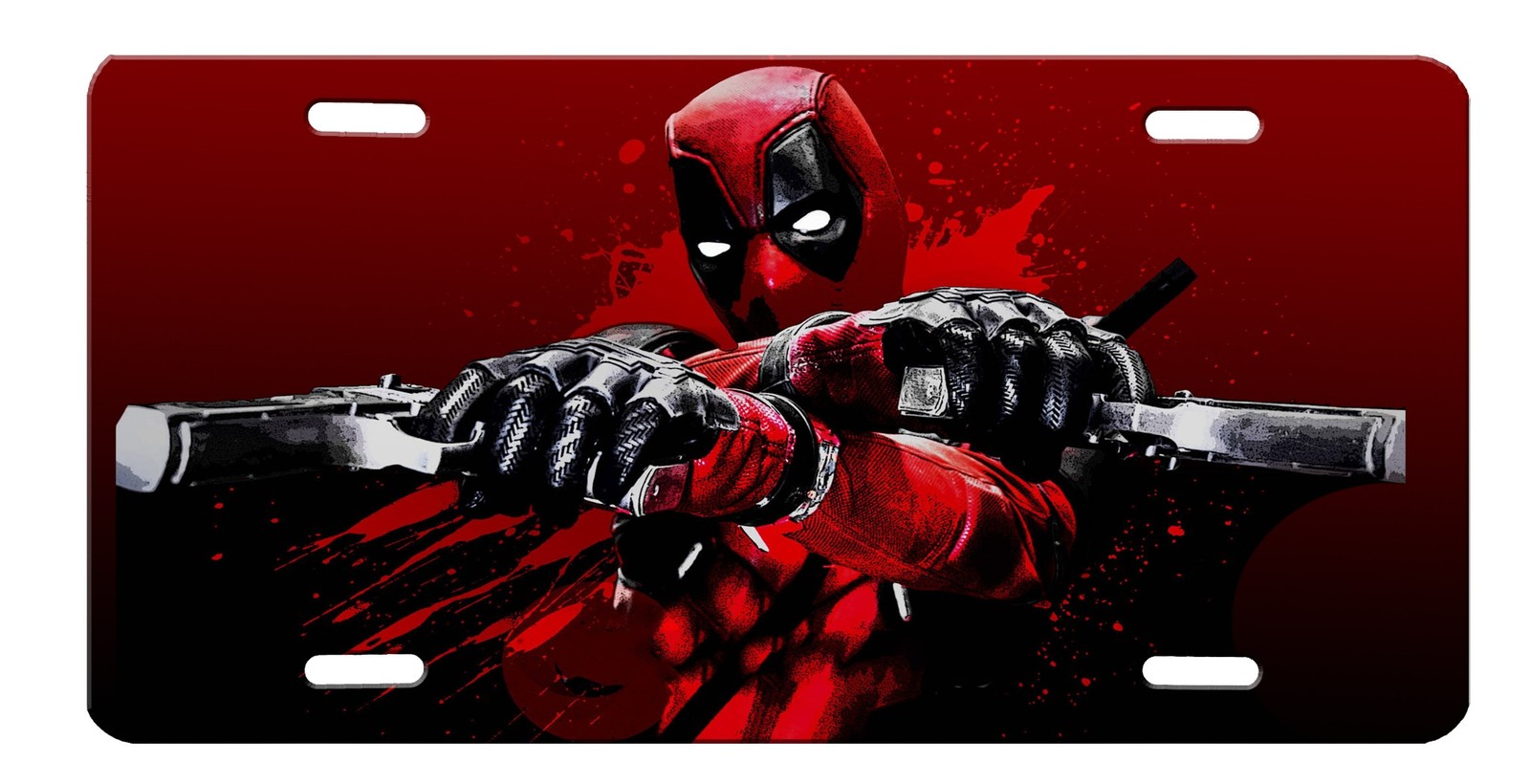 Deadpool Guns Drawn High Gloss Aluminum License Plate Dead Pool