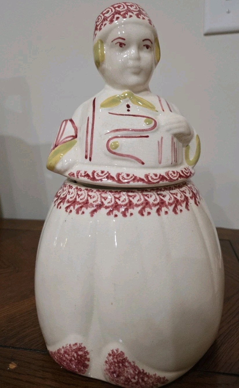 Shawnee 1930s Happy  Dutch Boy USA Cookie Jar Rare Red Trim