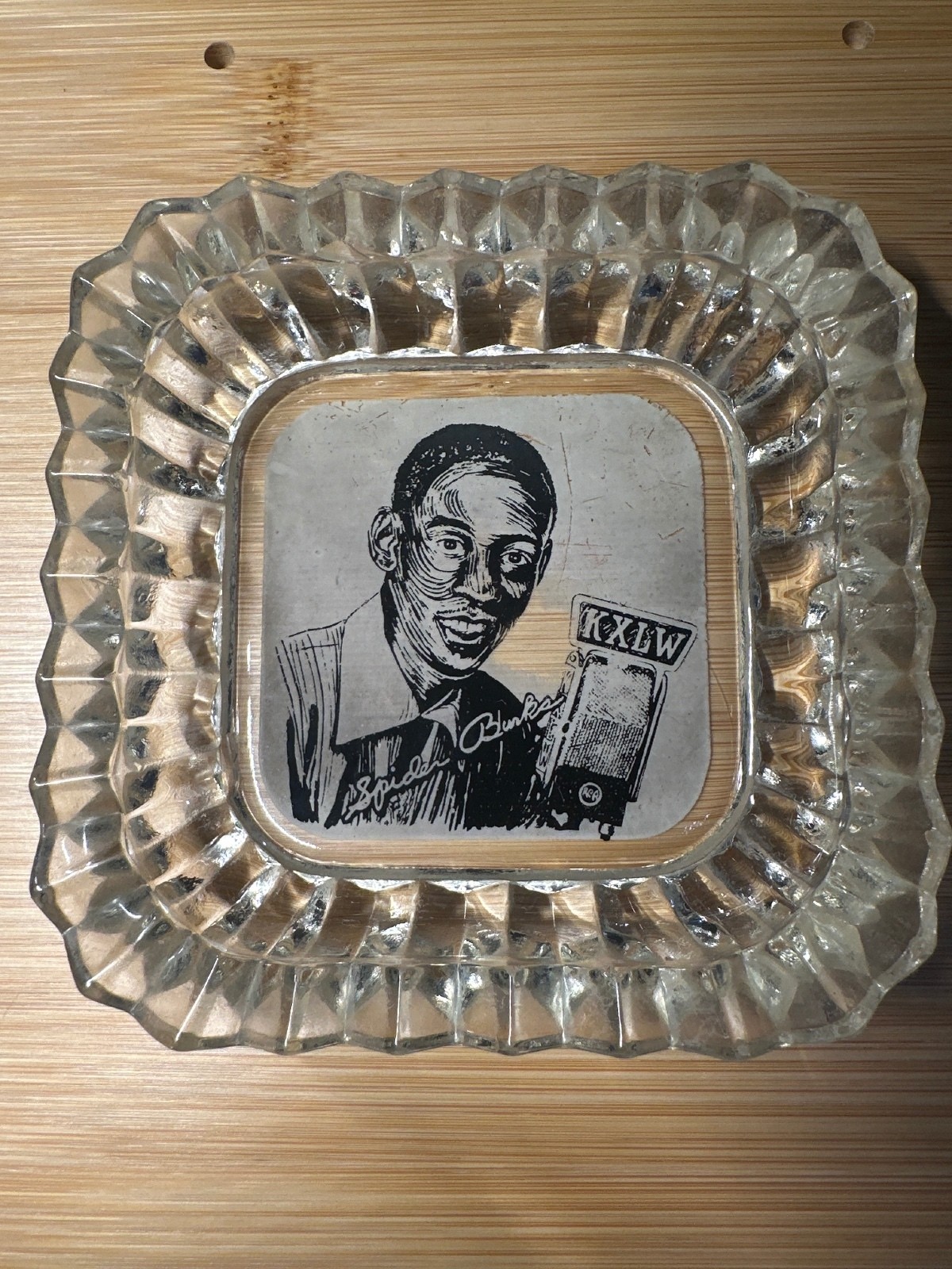 Vintage 1950s KXLW RadioStation Glass Ashtray St Louis Jazz DJ Spider Burks RARE Vintage 1950s KXLW RadioStation Glass Ashtray St Louis Jazz DJ Spider Burks RARE
