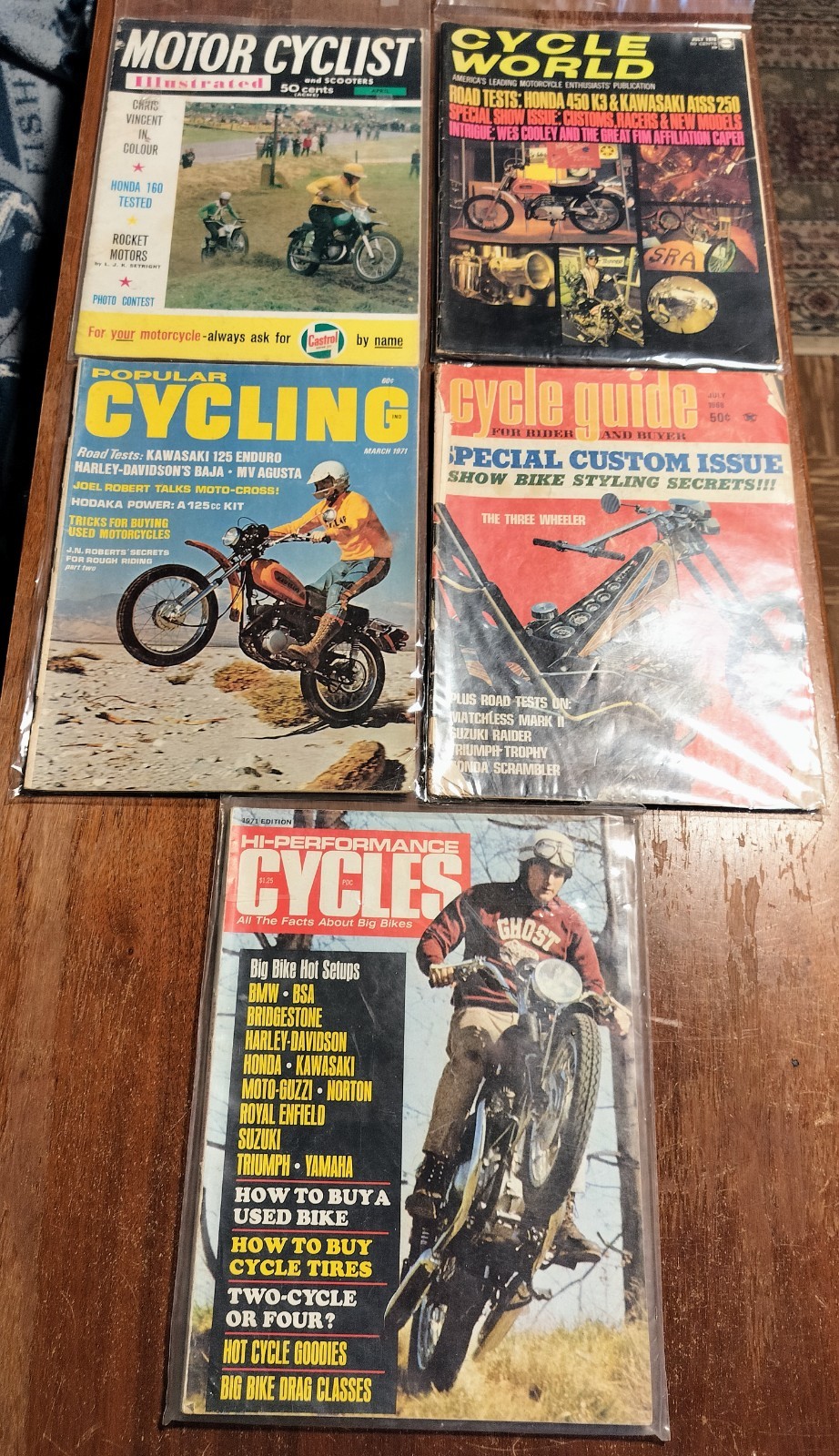 LOT OF 5 VINTAGE MOTORCYCLE MAGAZINES 1964 1968 1970 1971 INCLUDES ONE BRITISH LOT OF 5 VINTAGE MOTORCYCLE MAGAZINES 1964 1968 1970 1971 INCLUDES ONE BRITISH