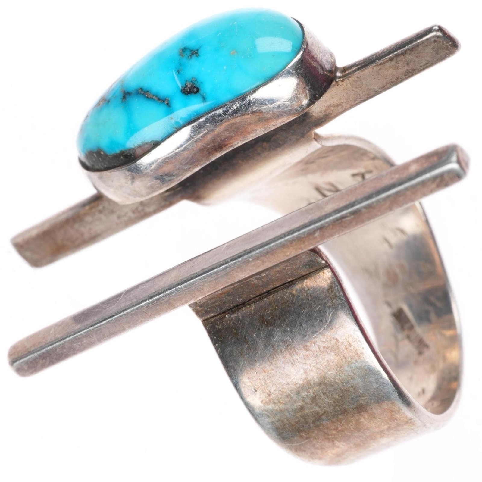 sz7 vintage southwestern modernist adjustable sterling silver turquoise ring sz7 vintage southwestern modernist adjustable sterling silver turquoise ring