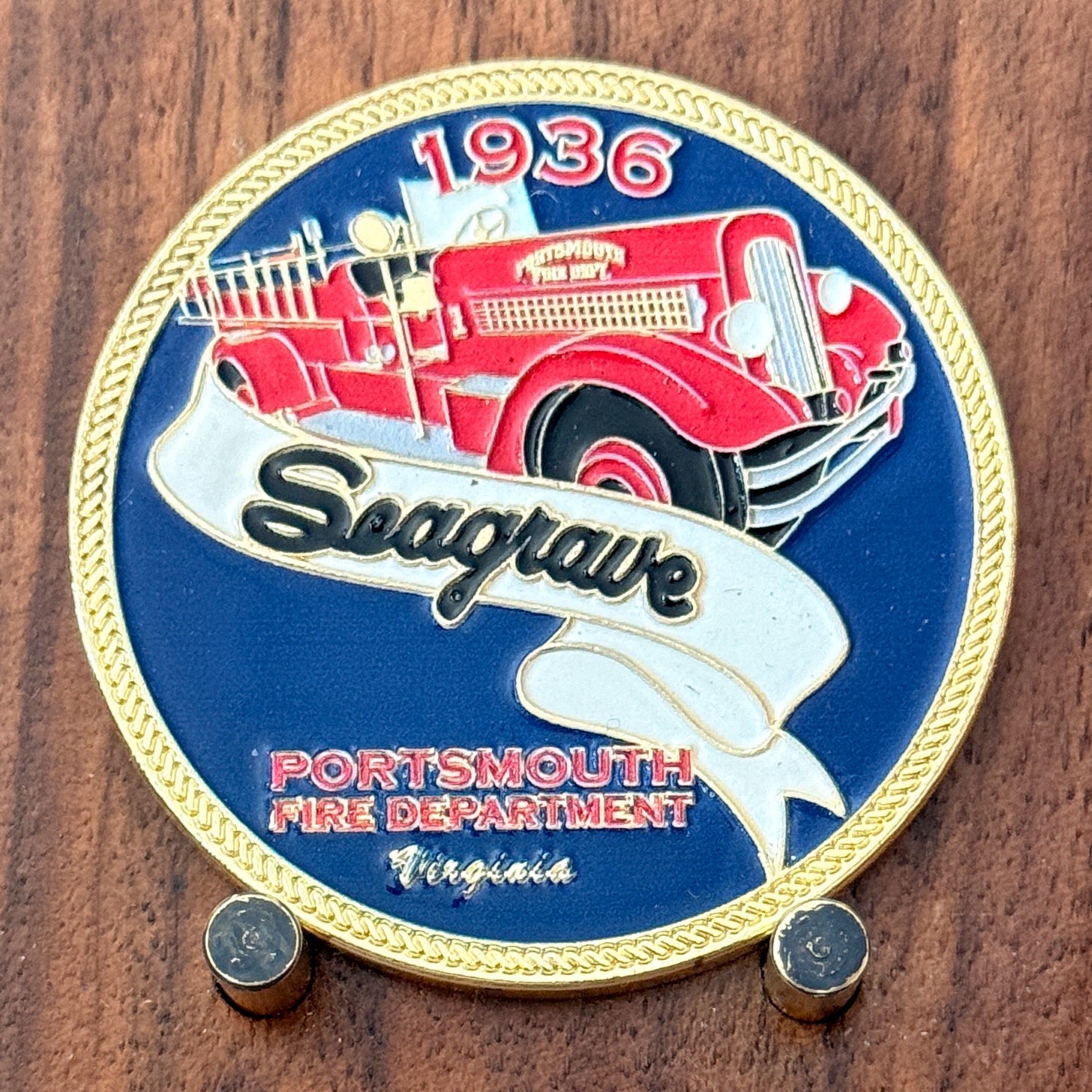 Portsmouth Fire Department Seagrave 1936 Challenge Coin  W#26
