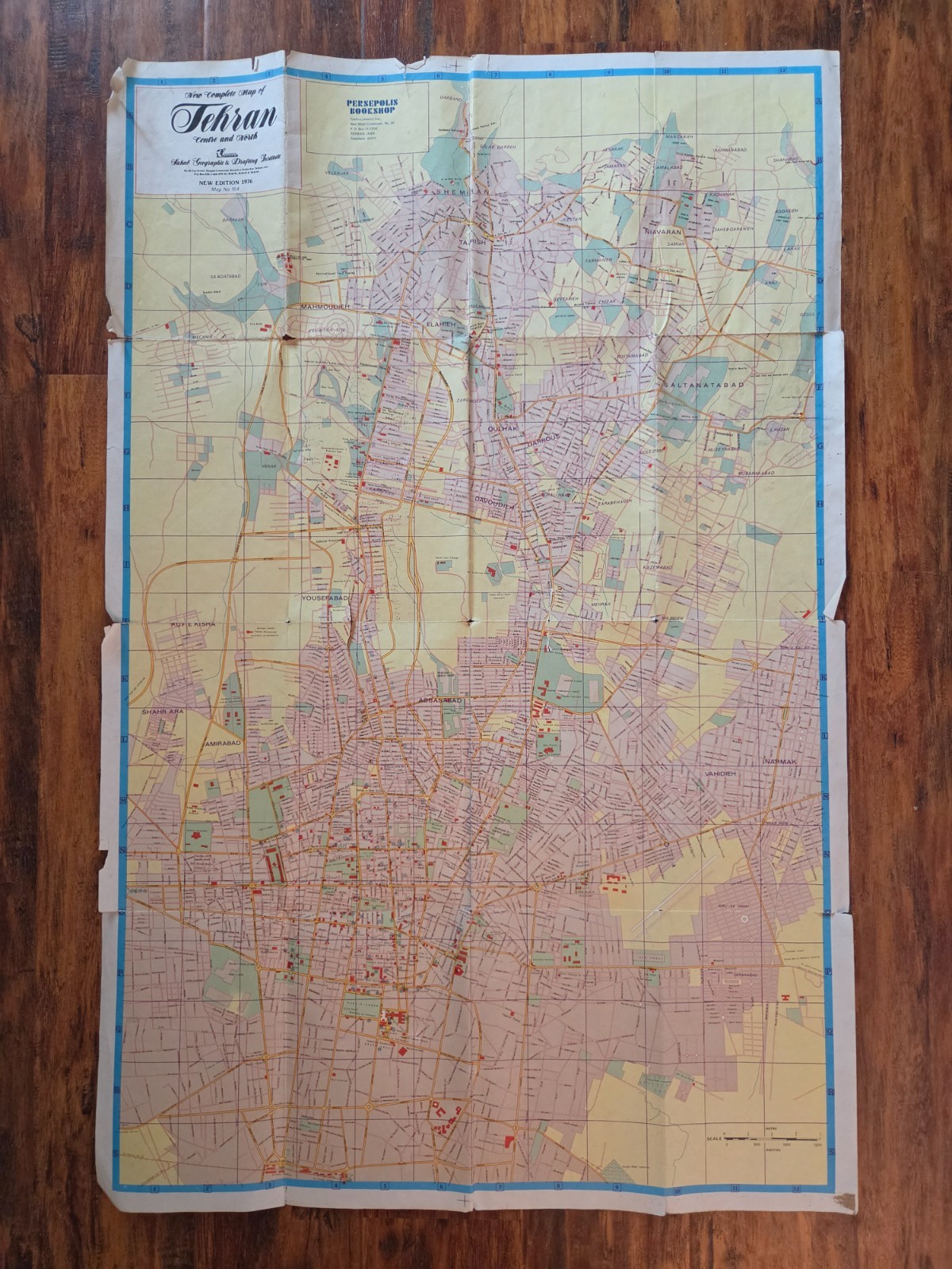 Vintage 1976 Tehran Map #164 Center and North Sahab Geographic Pre-Revolution