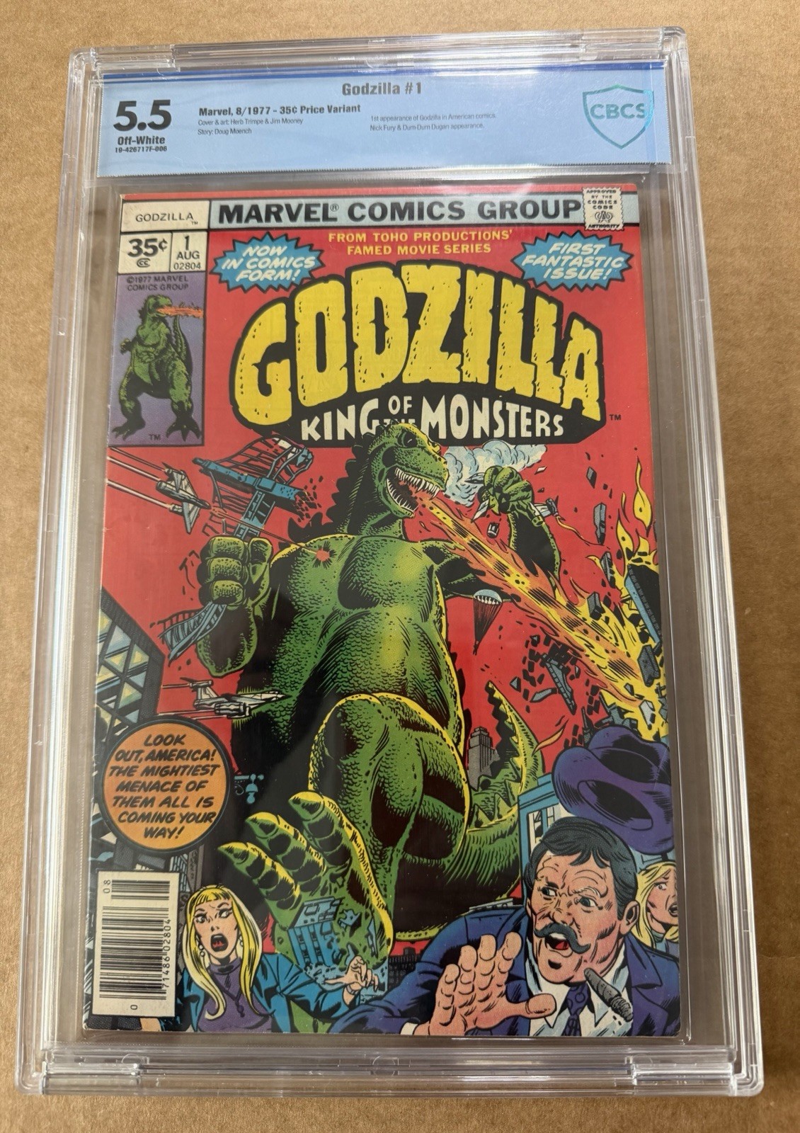 Godzilla #1 35 Cent Variant (Marvel Comics August 1977) Rare CBCS 5.5 Godzilla #1 35 Cent Variant (Marvel Comics August 1977) Rare CBCS 5.5