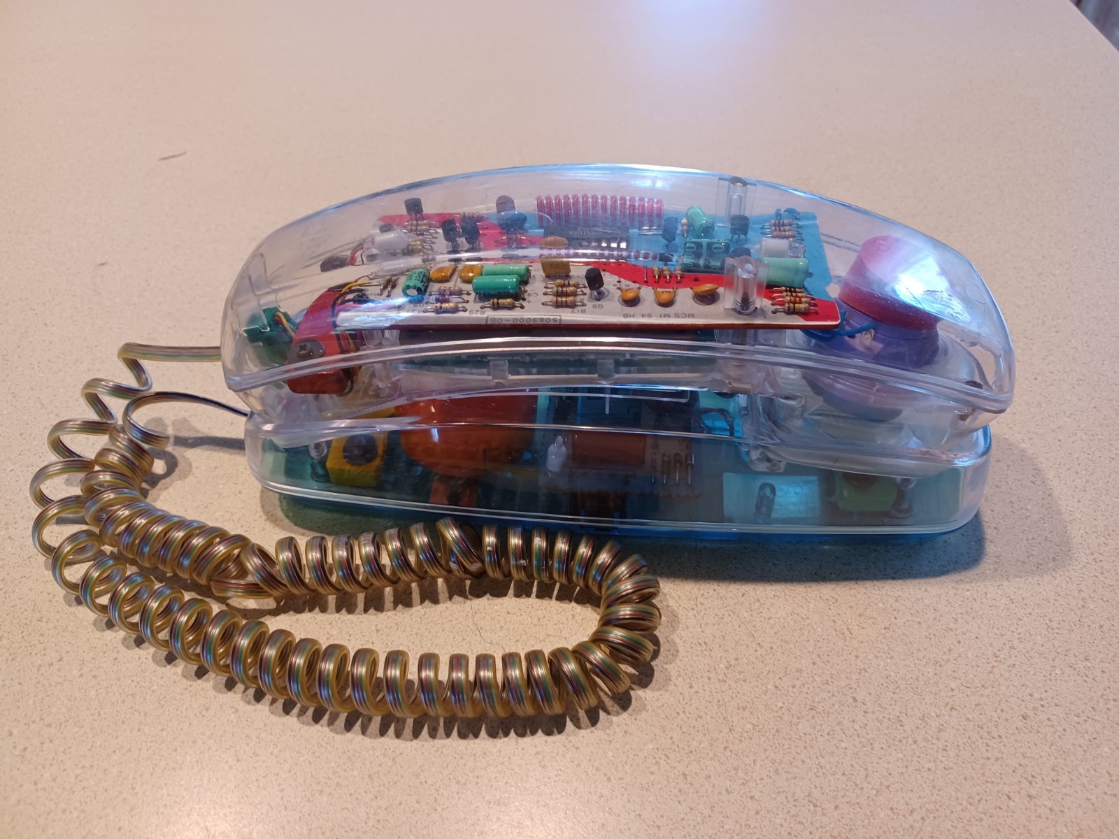 80s Retro Clear Neon Blue Unisonic 6900 Novelty See Through Telephone Phone