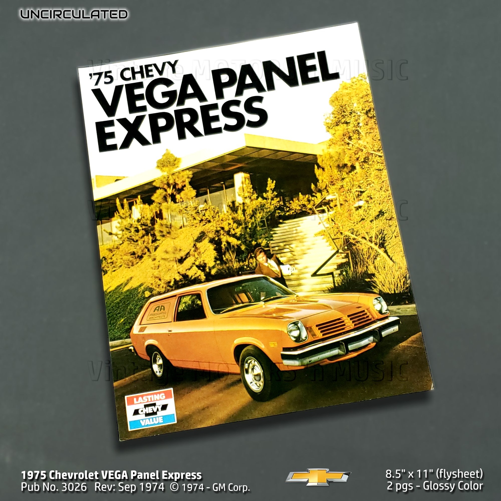 UNCIRCULATED 1975 Chevrolet VEGA Panel Express Fly Sheet Brochure #3026 Rev 9/74