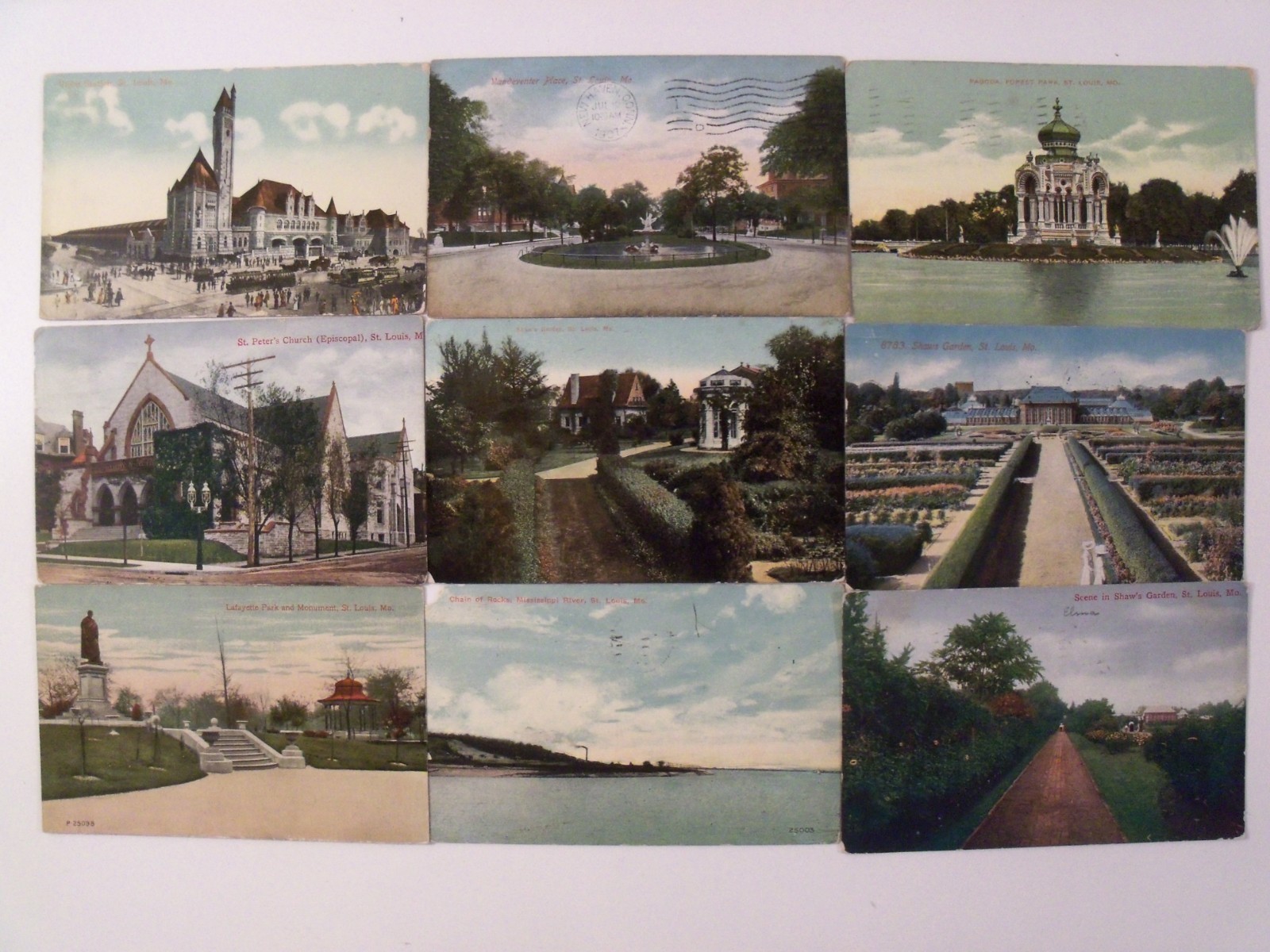 ST. LOUIS, MISSOURI MO PRE- LINEN 9 POSTCARD LOT HISTORIC MOST 100 YRS OLD #112