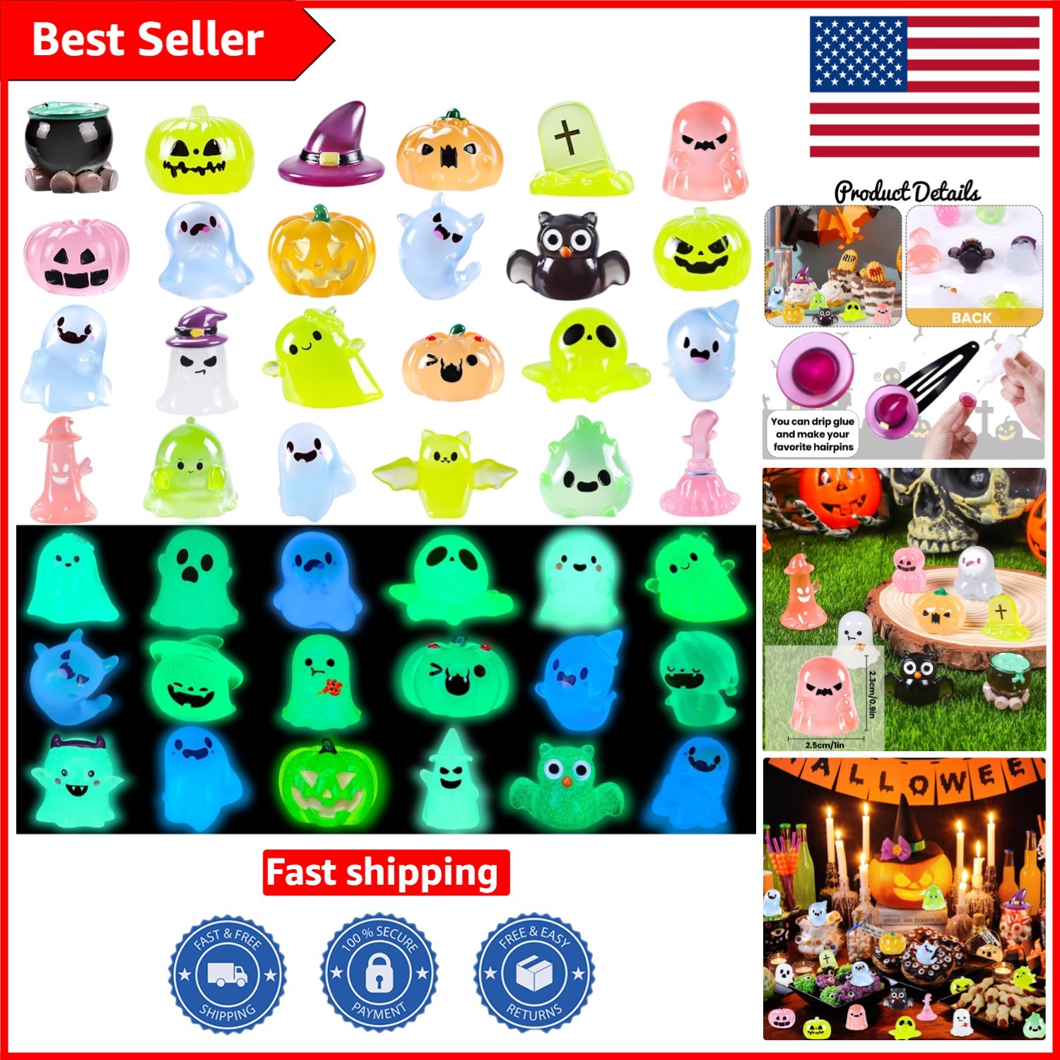 Delightful 32PCS Halloween Luminous Figures - Perfect for Parties & Gardens Delightful 32PCS Halloween Luminous Figures - Perfect for Parties & Gardens