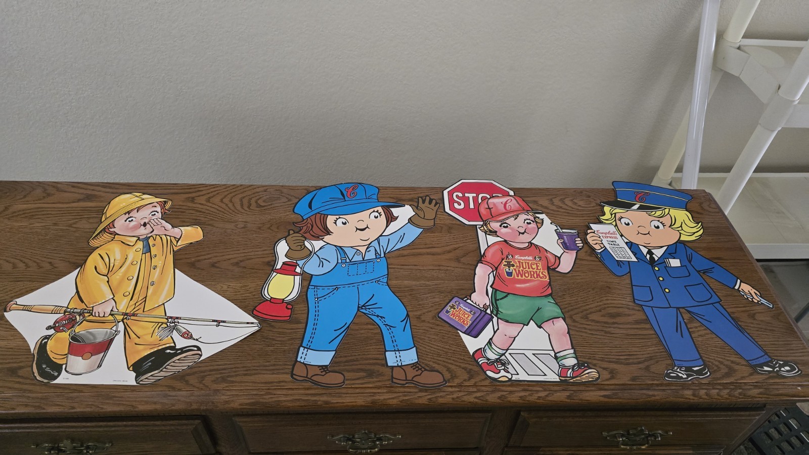Vintage Campbell's Die Cut LITHO Cardboard Kids Posters - Set Of 4 Vintage Campbell's Die Cut LITHO Cardboard Kids Posters - Set Of 4