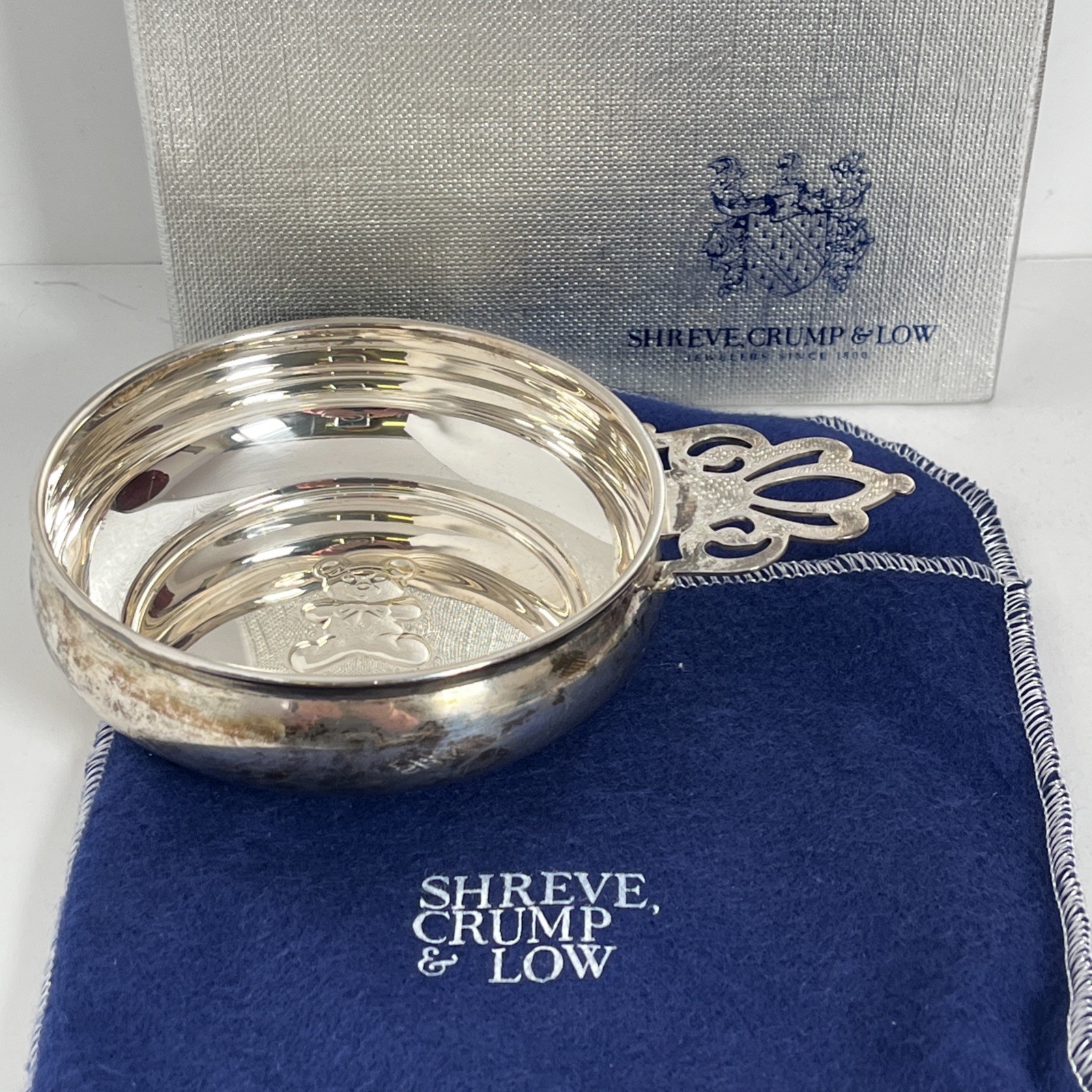 Shreve Crump & Low Porringer Bowl Lunt Sterling Silver 1917 Teddy Bear 78 grams