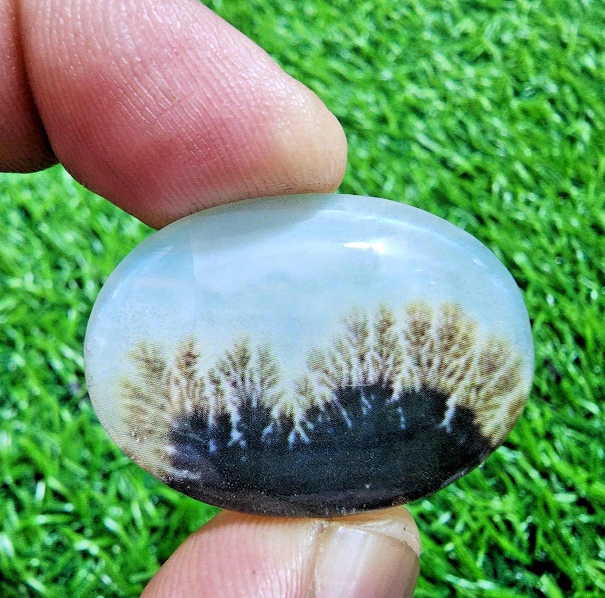 52Ct Stunning A+ Doublet Dendritic Agate Oval Cabochon Scenic Landscape Gemstone