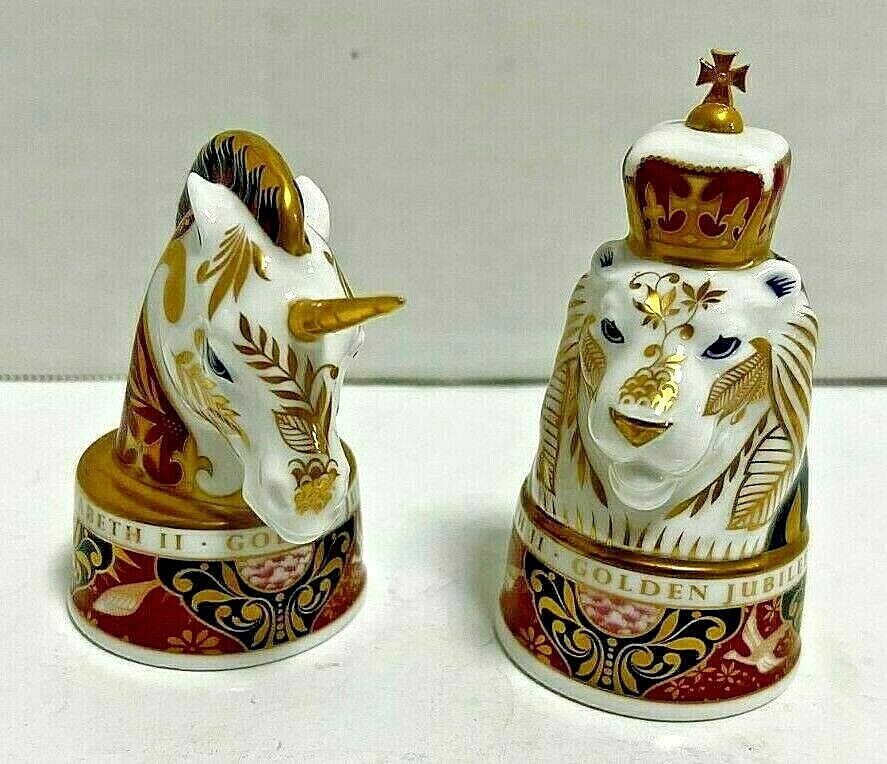 ROYAL WORCESTER SNUFFER HERALDIC LION AND UNICORN GOLDEN JUBILEE 2002  #527/750