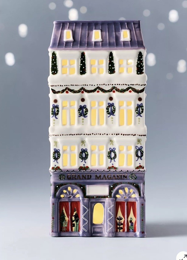 Anthropologie Ceramic Holiday House Tea Light Village Department Store Boxed