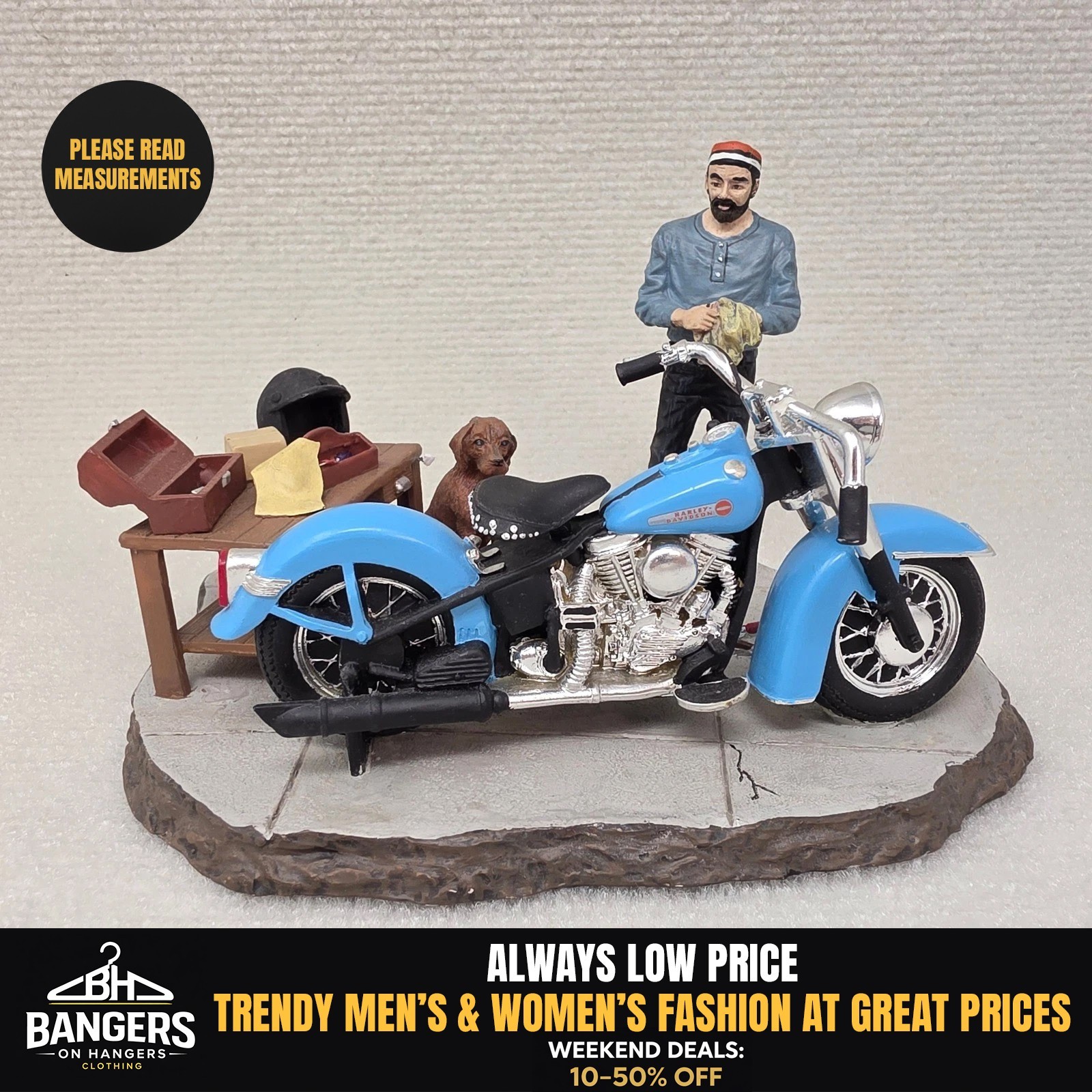 Harley-Davidson Ertl Loyal Friends Figurine Blue Motorcycle Biker Dog 1998 6440