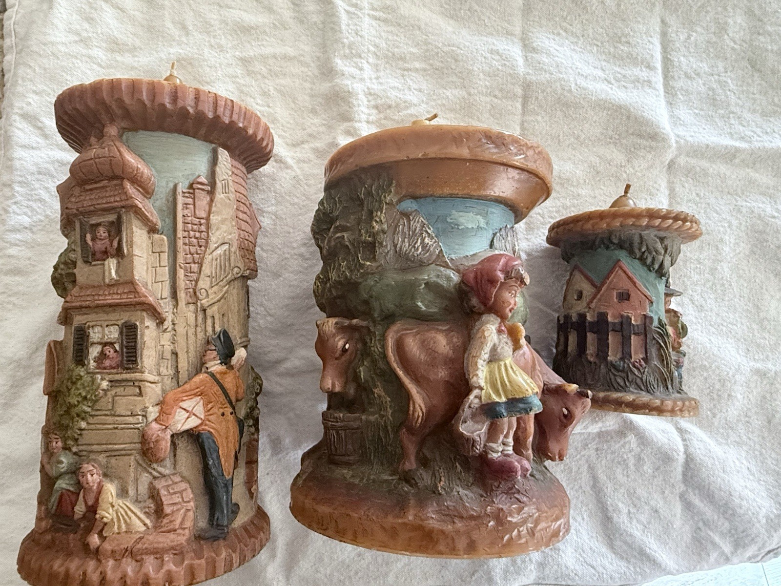 Lot of 3 Vintage Gunter Kerzen Hand Carved Painted German Eternal Candle Holder Lot of 3 Vintage Gunter Kerzen Hand Carved Painted German Eternal Candle Holder