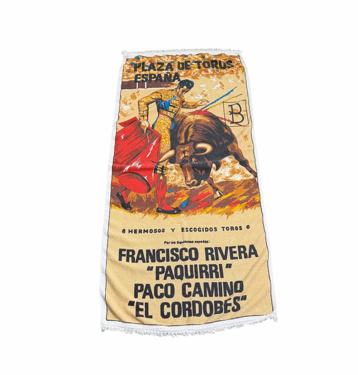 Vintage Plaza de Toros Espana Francisco Rivera Paco Camino Towel Bullfighting Vintage Plaza de Toros Espana Francisco Rivera Paco Camino Towel Bullfighting