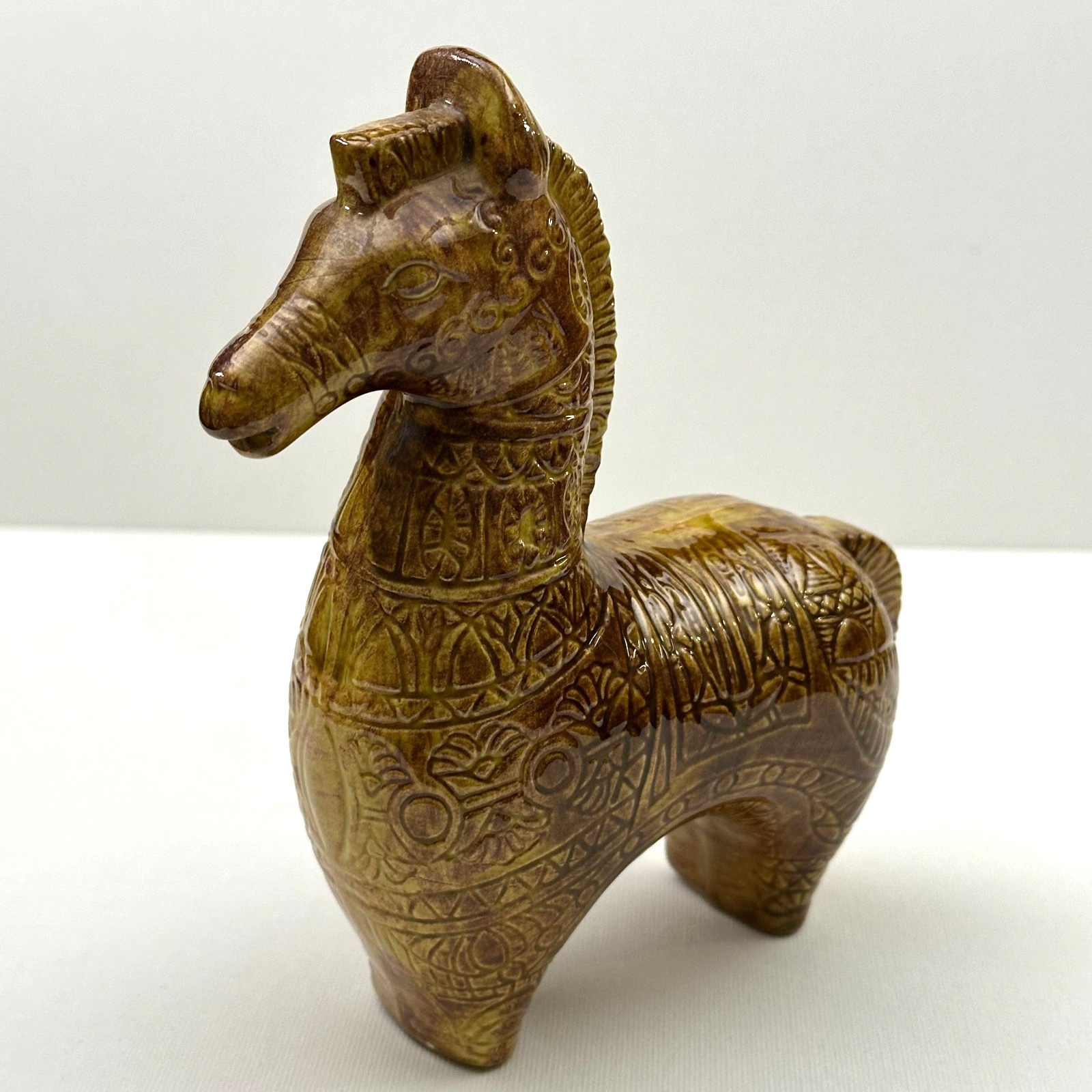 Bitossi Style MCM Ceramic Horse Figurine Brown Tan Vintage 6 1/4\