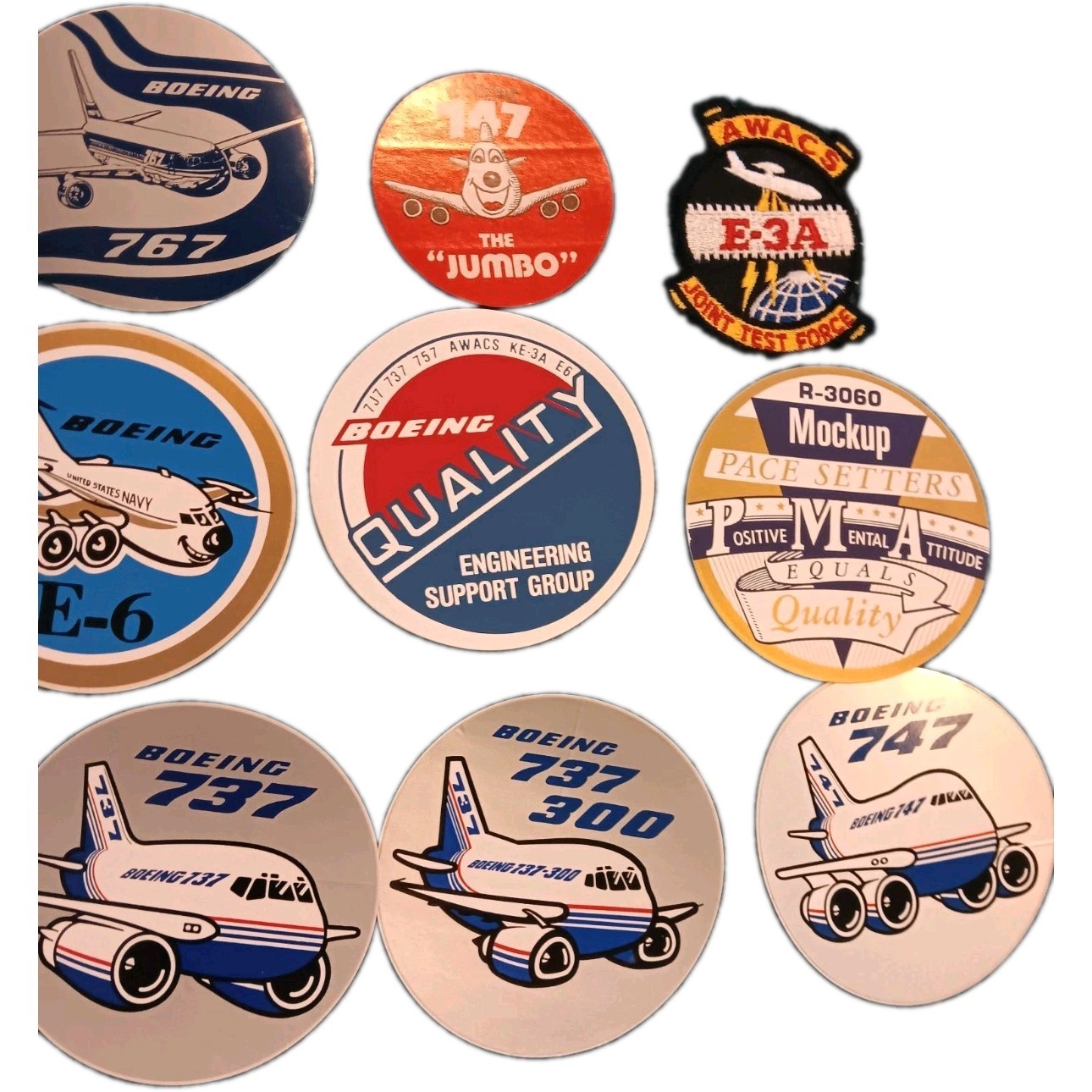 Lot Boeing E-3A Patch + 8 Variety stickers unused excellent condition Lot Boeing E-3A Patch + 8 Variety stickers unused excellent condition